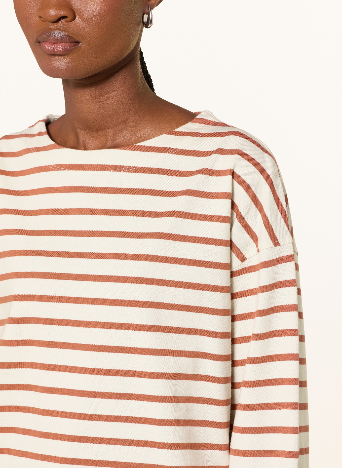 KnowledgeCotton Apparel Long-sleeve shirt: CREAM / DARK ORANGE