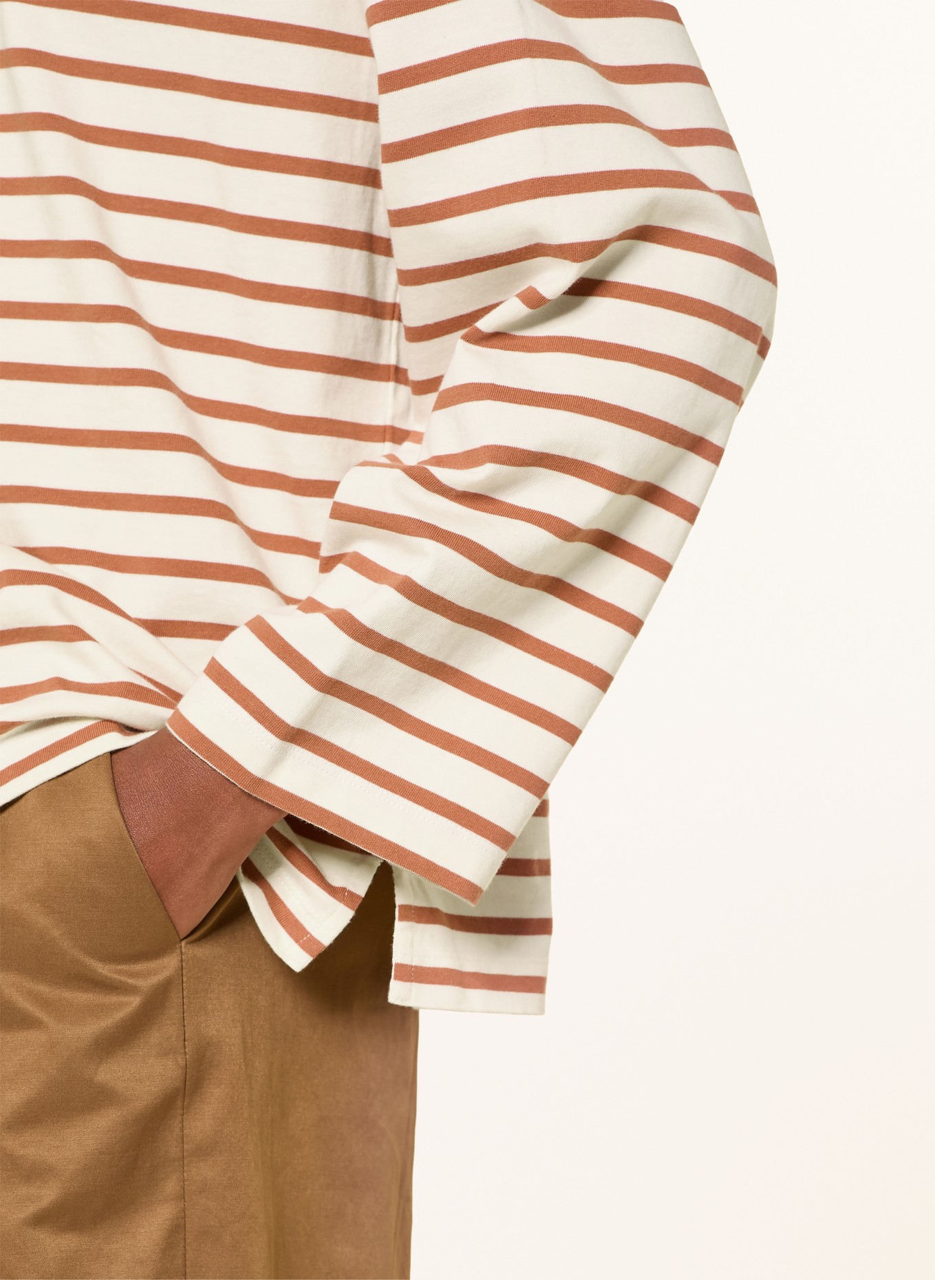 KnowledgeCotton Apparel Long-sleeve shirt: CREAM / DARK ORANGE