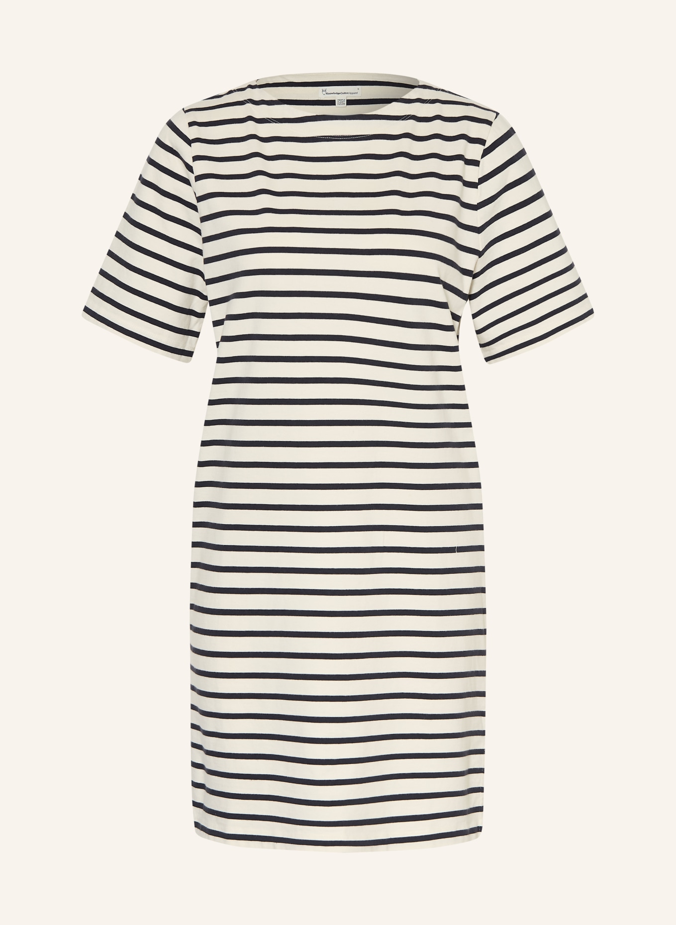 KnowledgeCotton Apparel Jerseykleid: ECRU / DUNKELBLAU