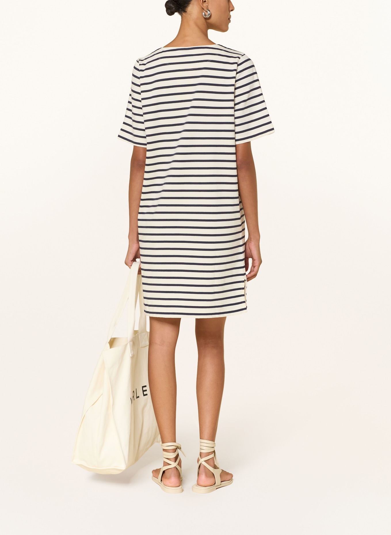 KnowledgeCotton Apparel Jerseykleid: ECRU / DUNKELBLAU