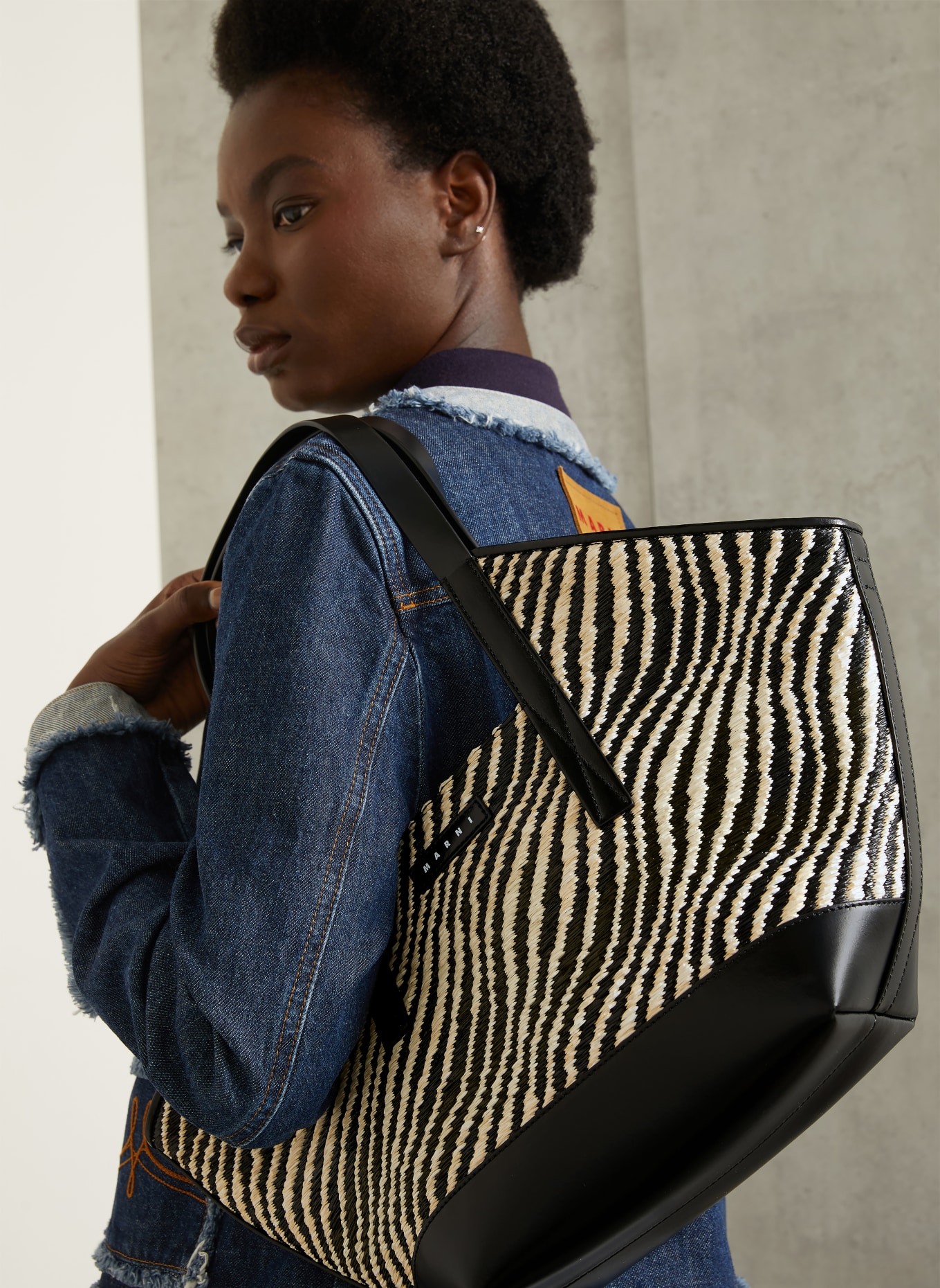 MARNI Shopper: SCHWARZ / BEIGE