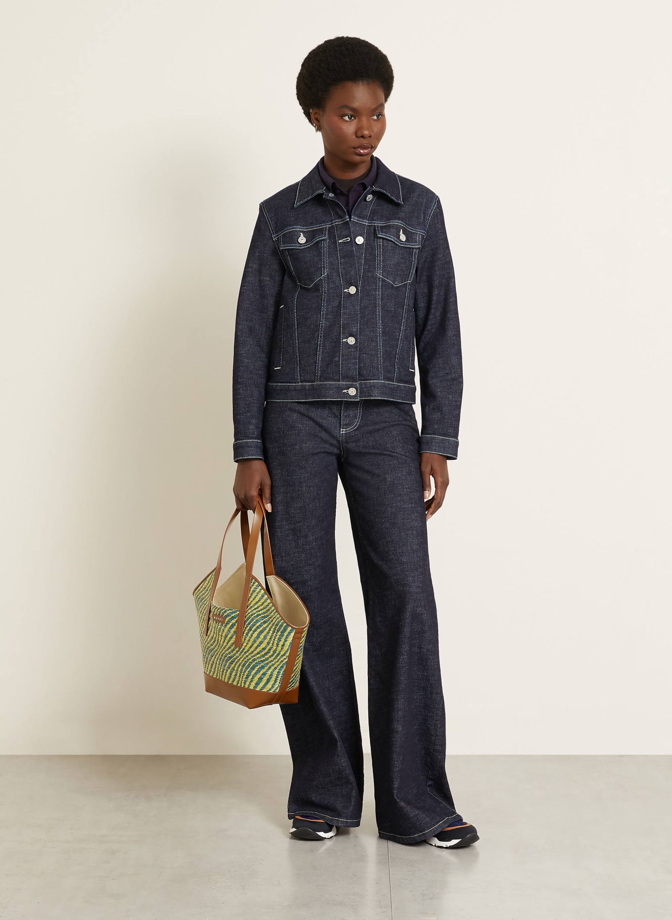 MARNI shopper: LICHTGROEN / COGNAC / BLAUW