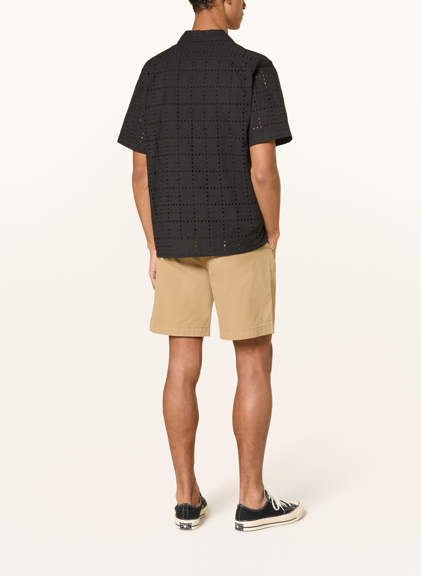 Levi's® Resorthemd SUNSET Standard Fit van opengewerkte kant: ZWART