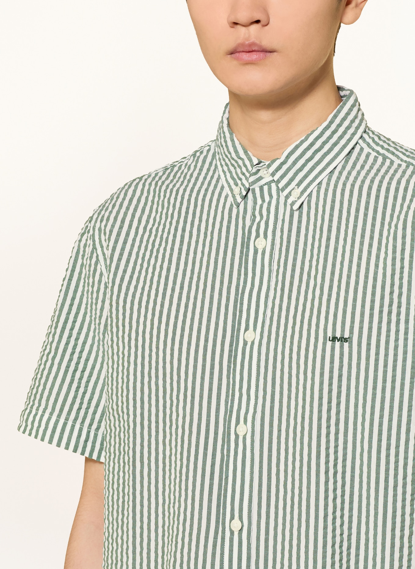 Levi's® Kurzarm-Hemd Relaxed Fit: GRÜN / WEISS