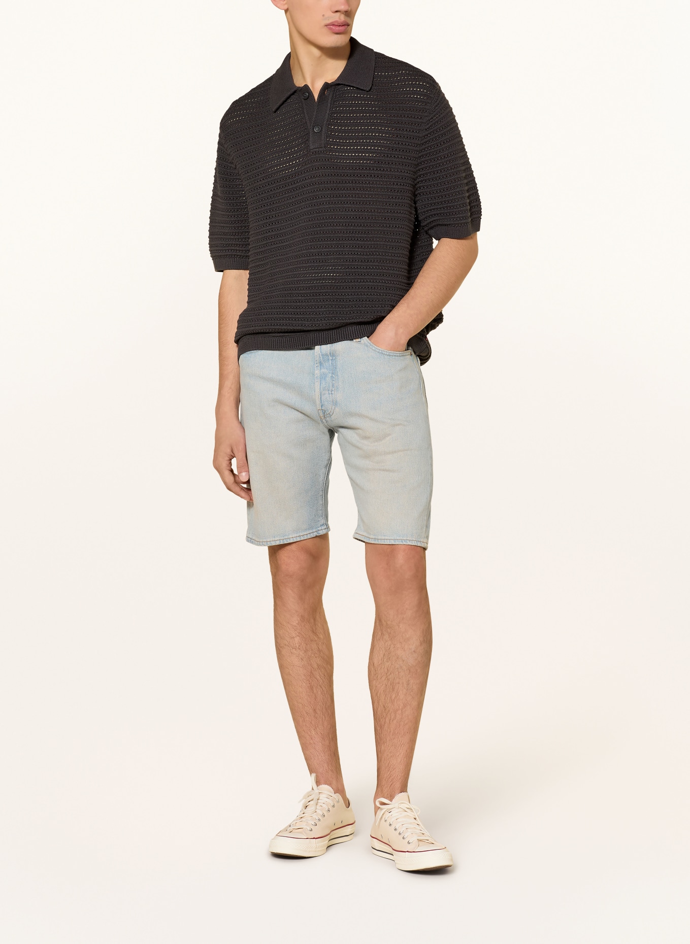 Levi's® LAGUNA Relaxed Fit Knitted Polo Shirt: BLACK