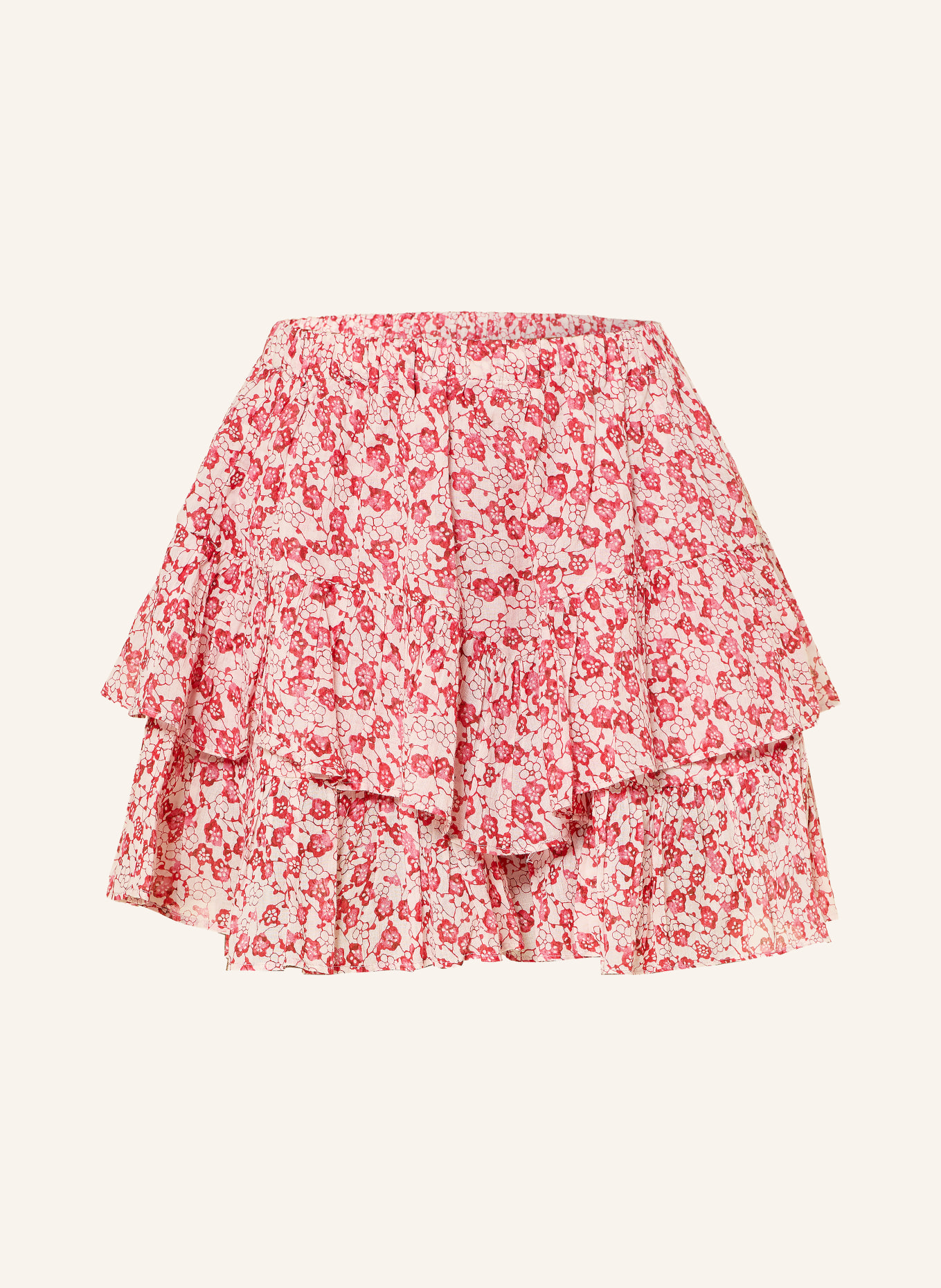 MARANT ÉTOILE JOCADIA Skirt with Ruffles: RED / LIGHT PINK / LIGHT RED