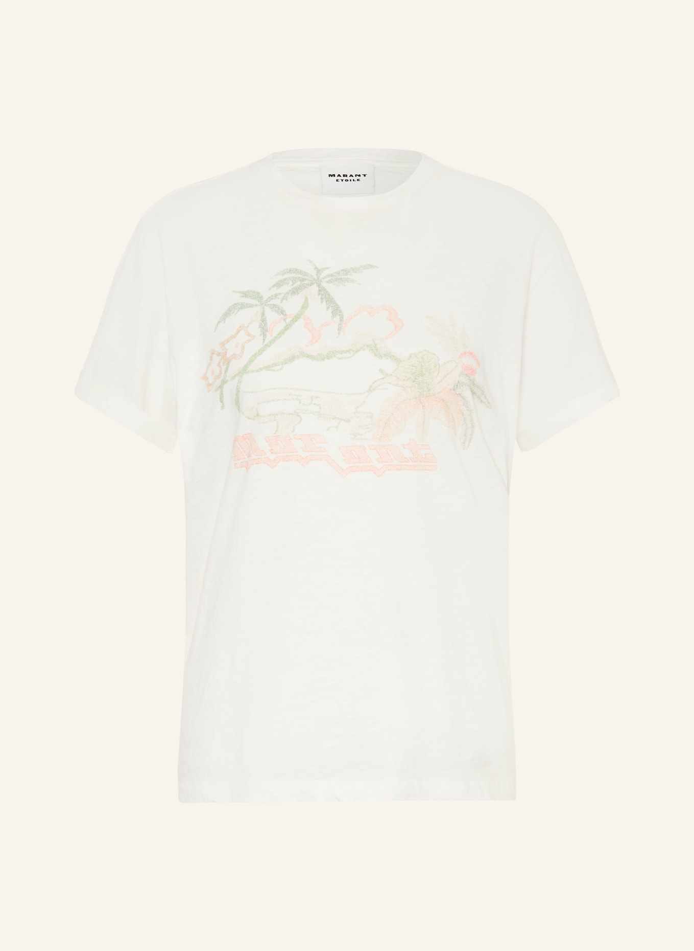 MARANT ÉTOILE T-shirt ZEWEL: CRÈME / LICHTROOD / LICHTGROEN