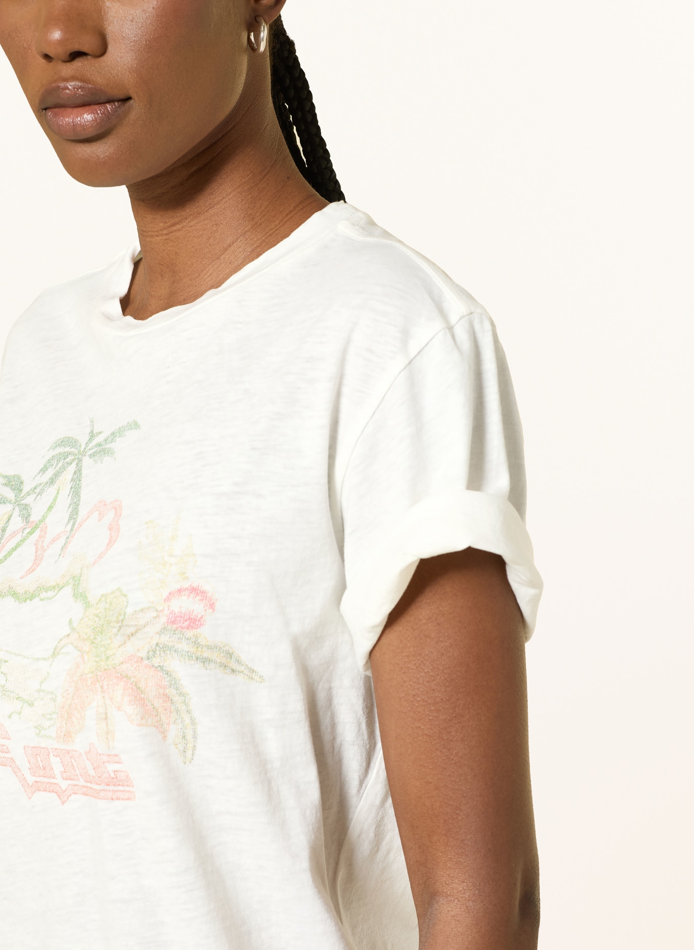 MARANT ÉTOILE T-shirt ZEWEL: CRÈME / LICHTROOD / LICHTGROEN