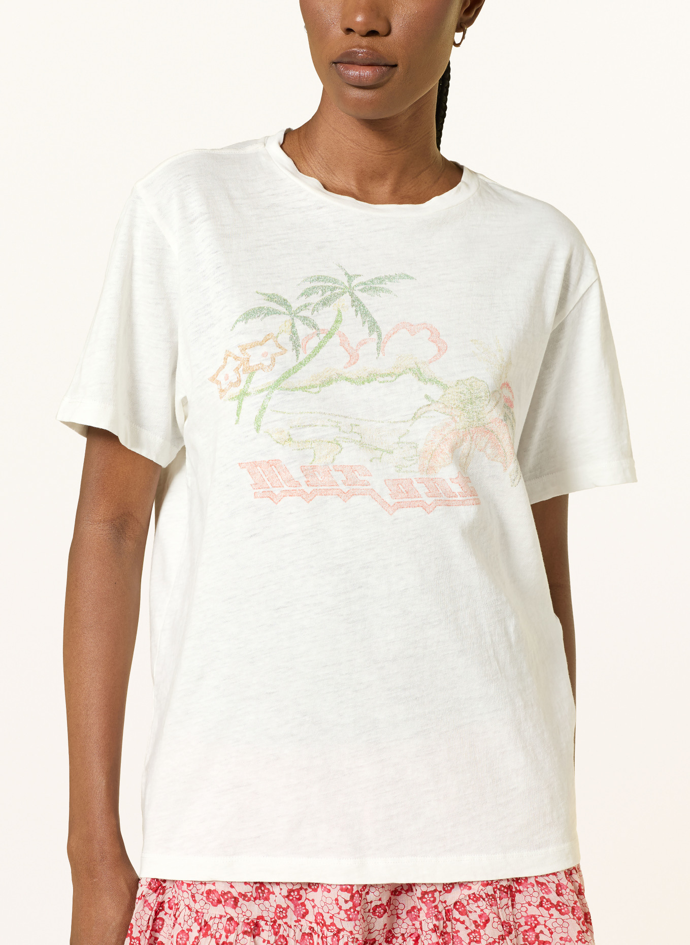 MARANT ÉTOILE T-shirt ZEWEL: CRÈME / LICHTROOD / LICHTGROEN