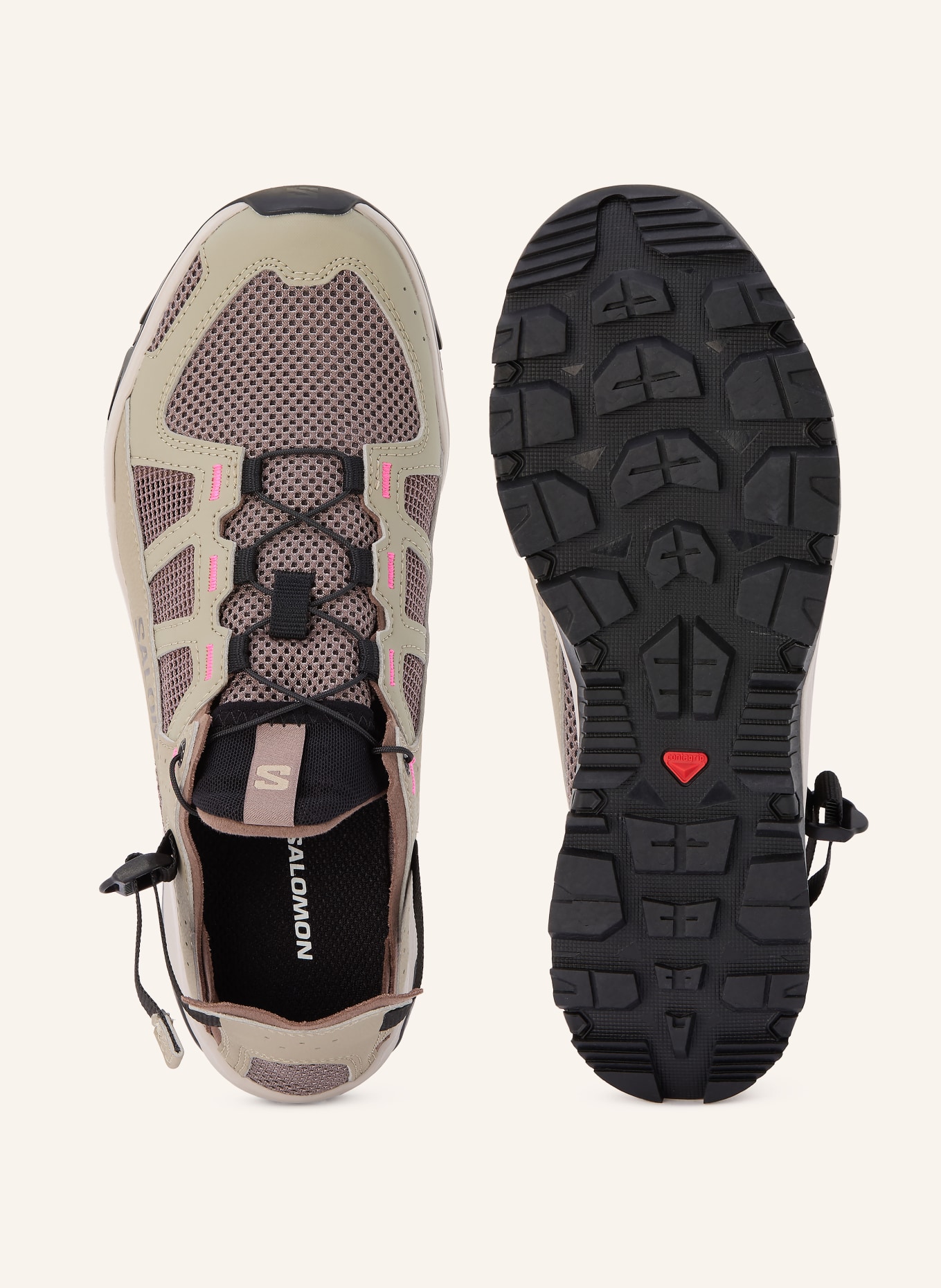 SALOMON Wanderschuhe TECHAMPHIBIAN 5: KHAKI / TAUPE / NEONPINK