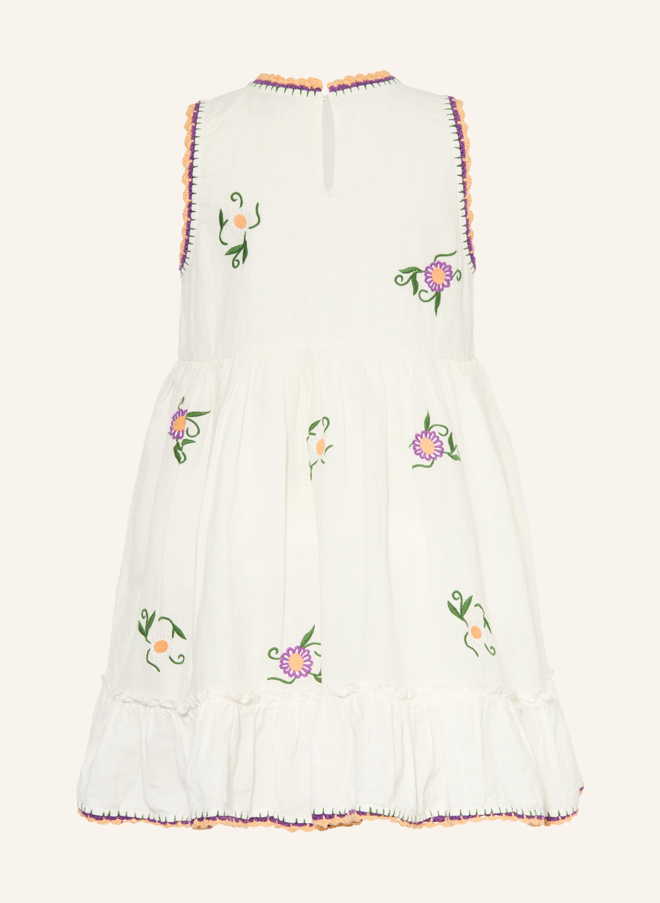 STELLA McCARTNEY KIDS Kleid mit Stickereien: ECRU / LILA / GRÜN