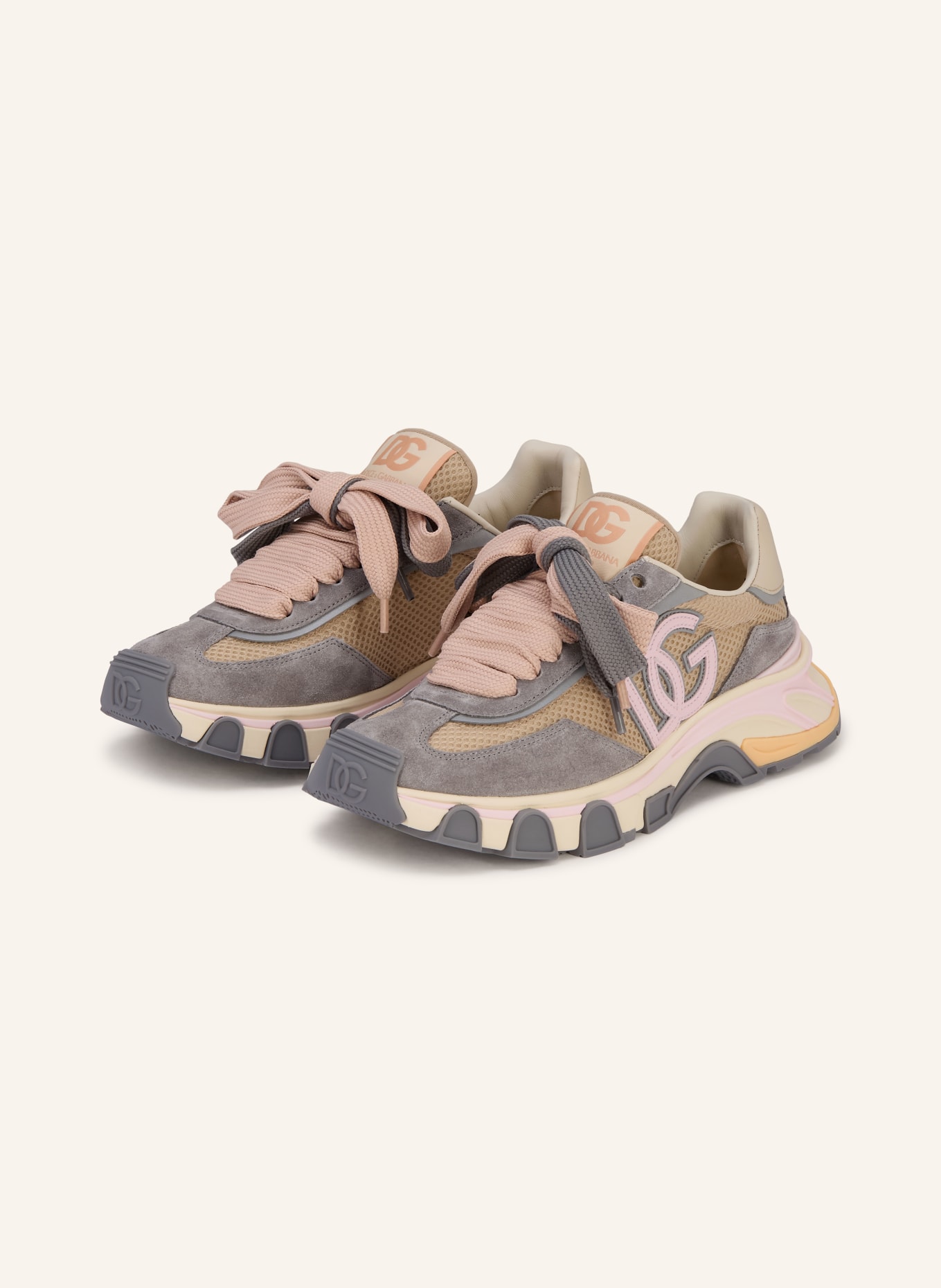 DOLCE & GABBANA Sneaker: BEIGE / ROSÉ / GRAU