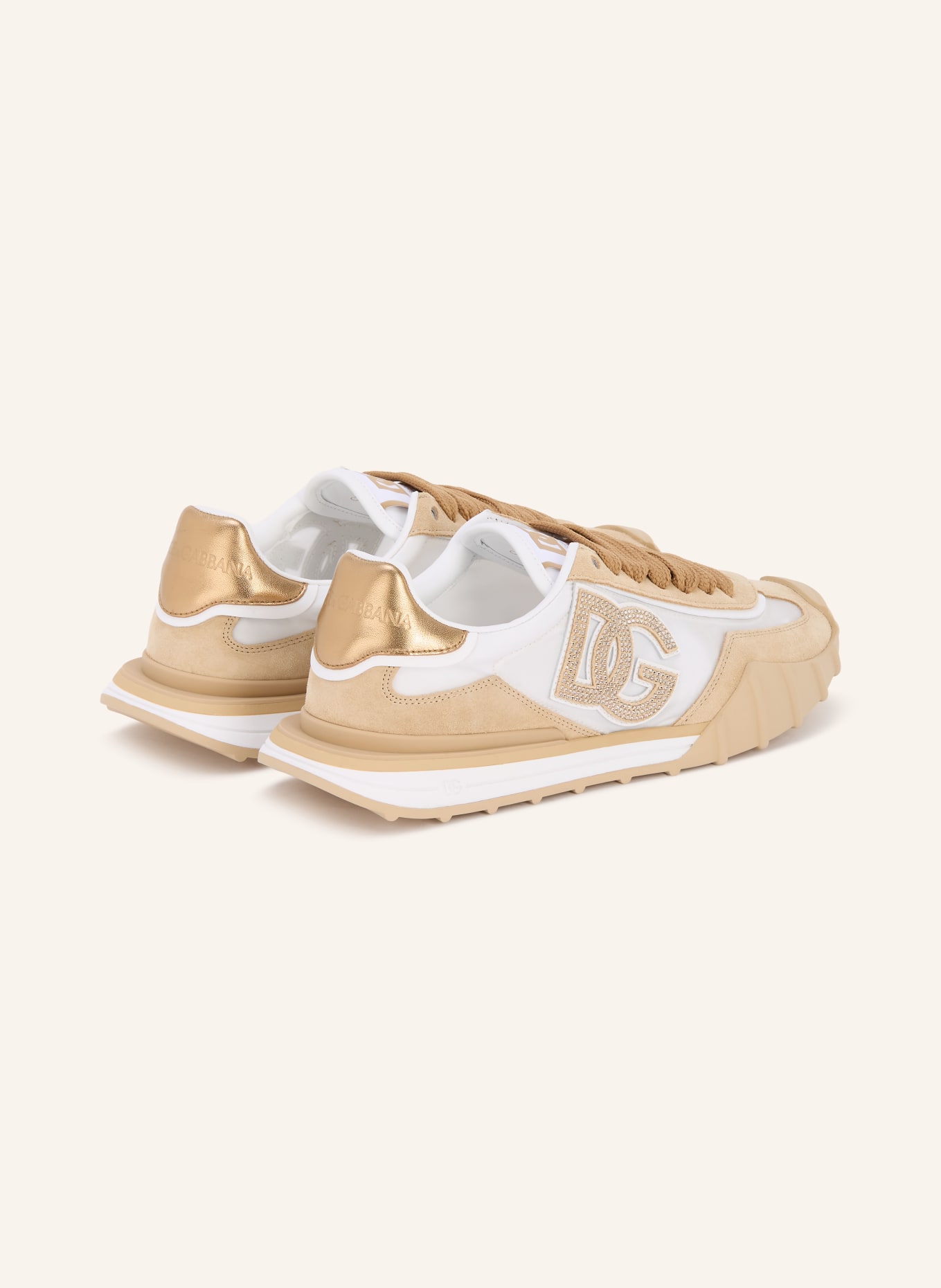 DOLCE & GABBANA Sneakers with gemstones: WHITE / GOLD / BEIGE