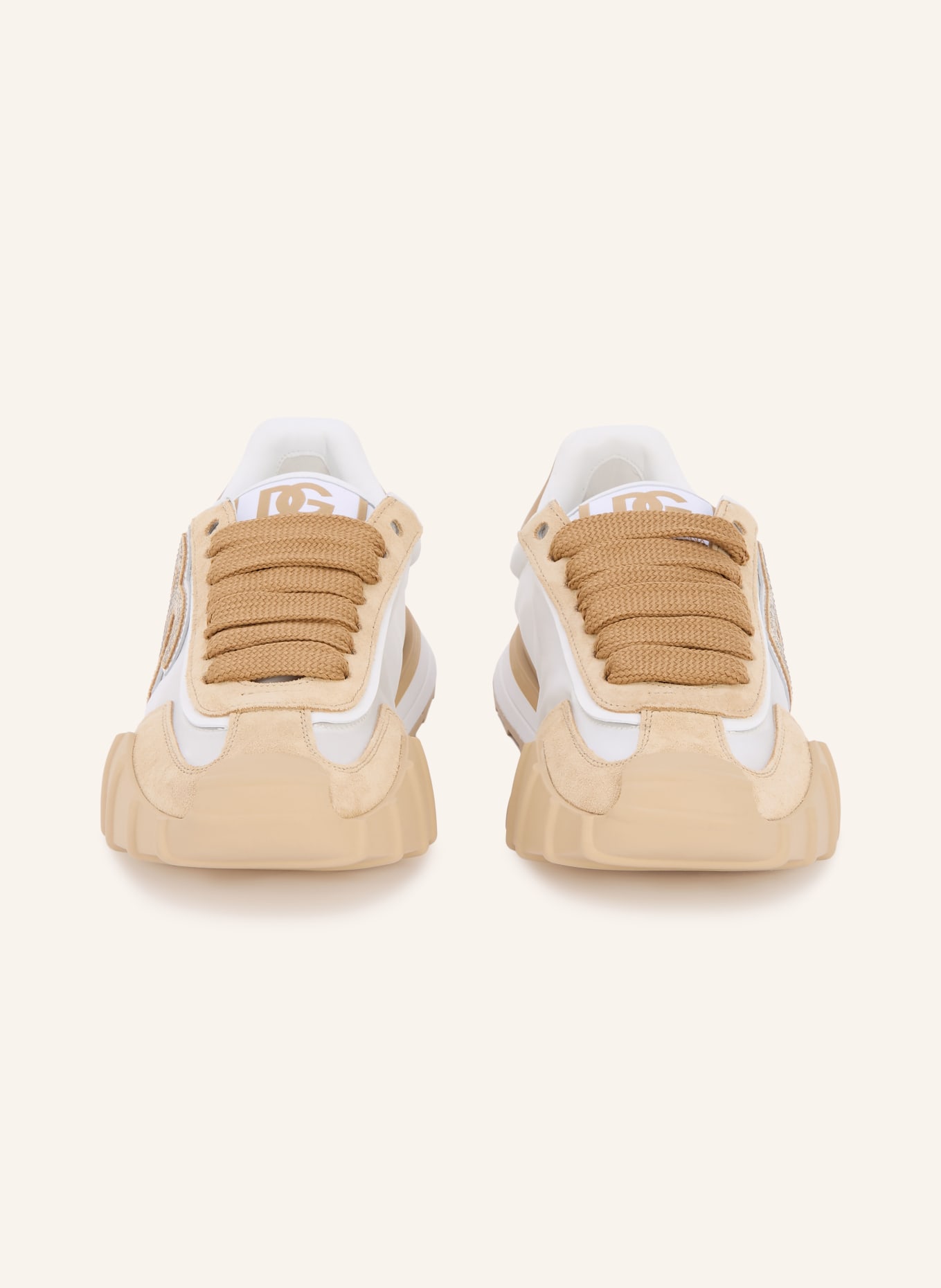 DOLCE & GABBANA Sneakers with gemstones: WHITE / GOLD / BEIGE
