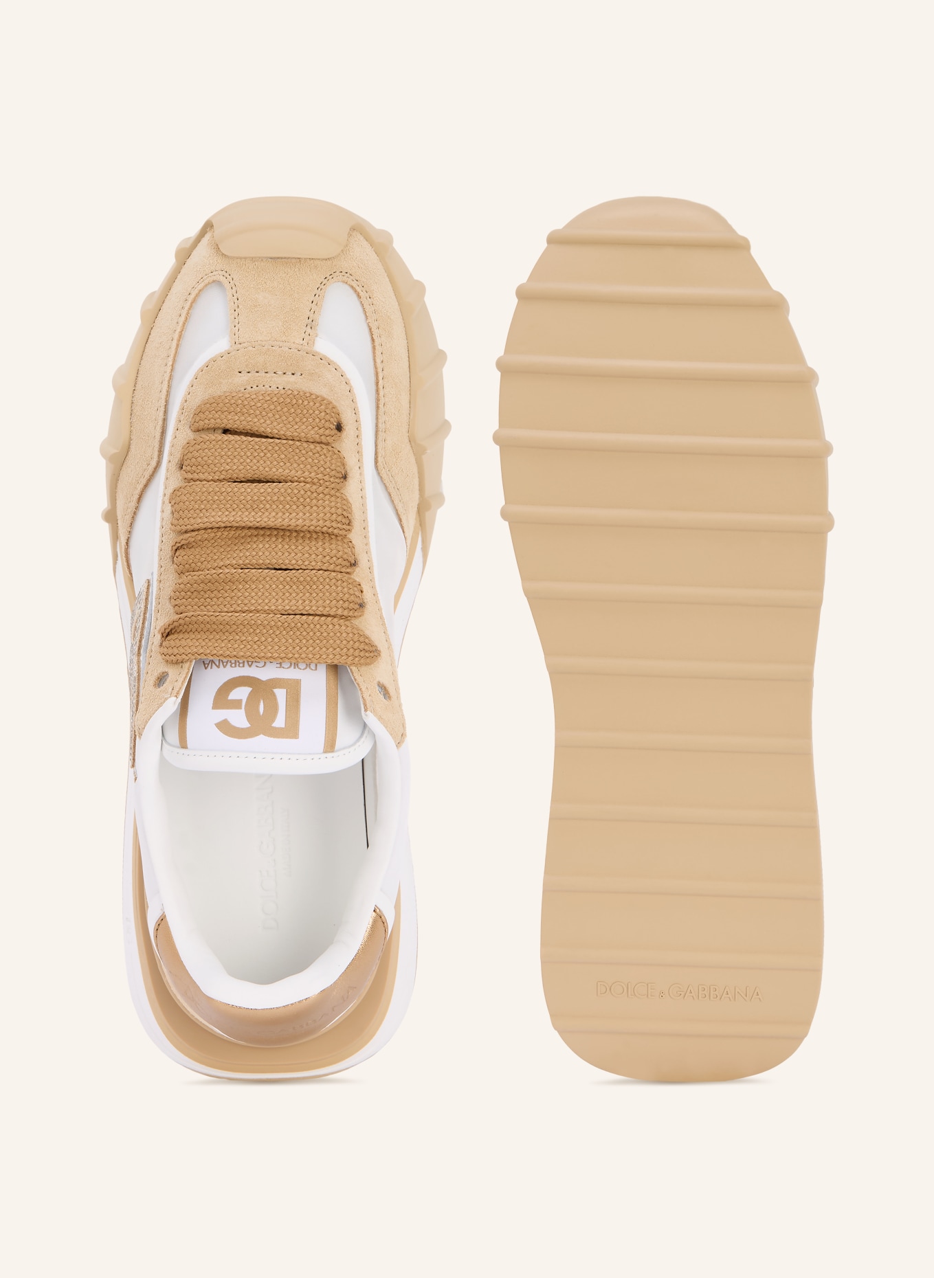 DOLCE & GABBANA Sneakers with gemstones: WHITE / GOLD / BEIGE