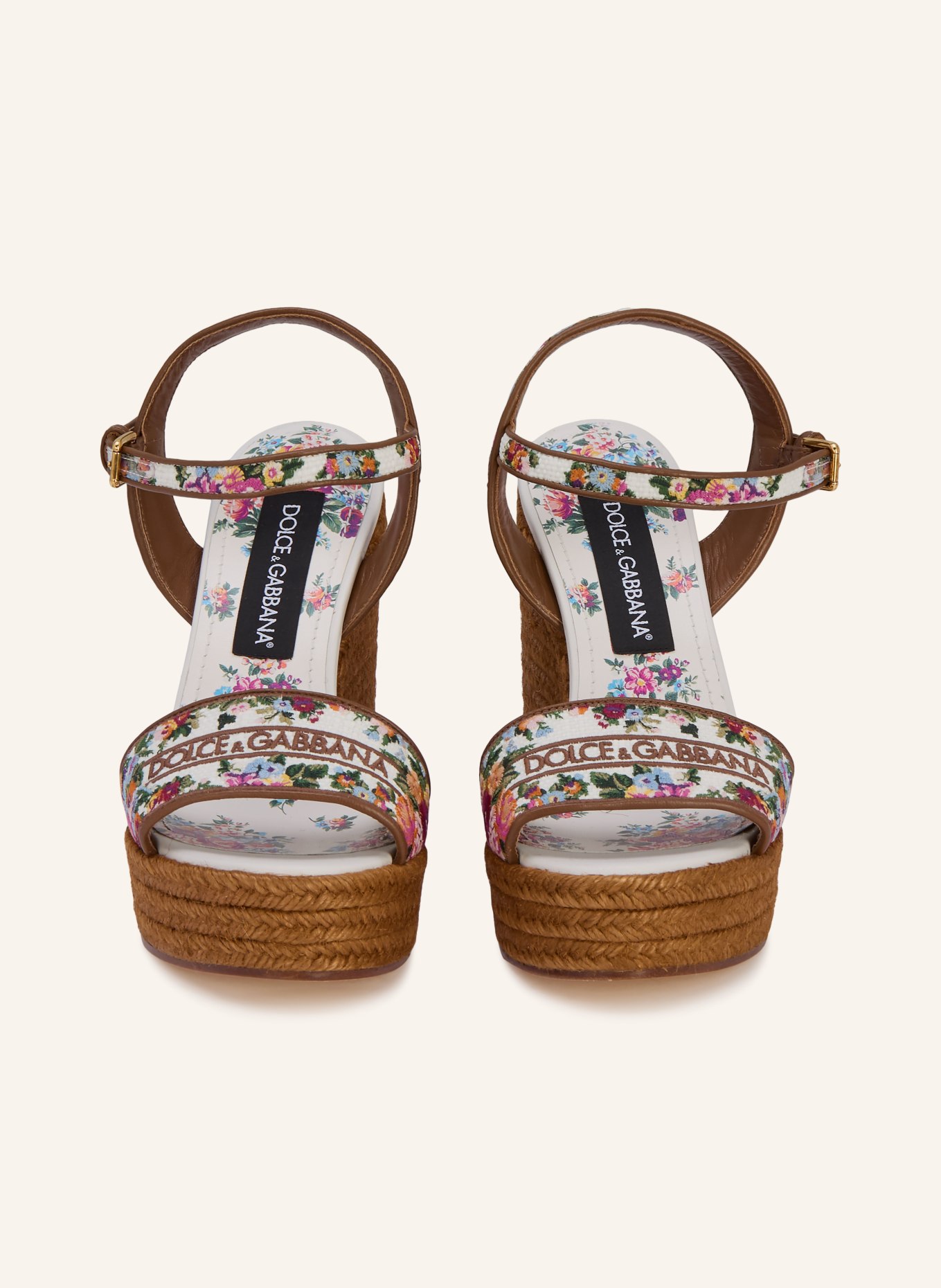 DOLCE & GABBANA Wedges: BRAUN / CREME / PINK