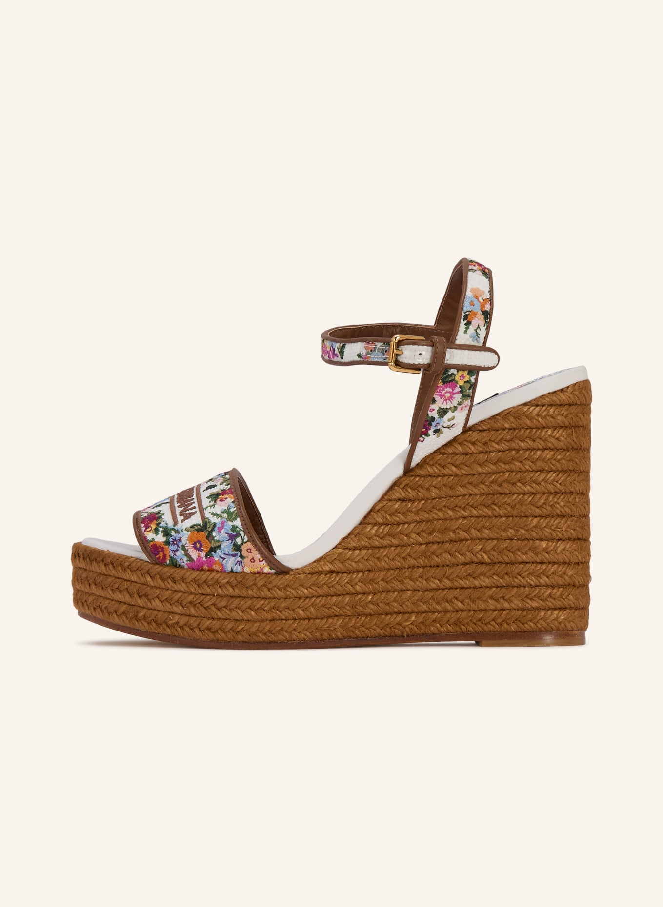 DOLCE & GABBANA Wedges: BRAUN / CREME / PINK
