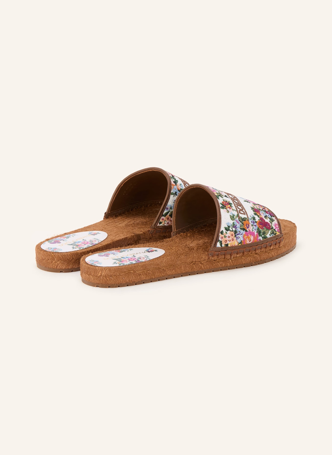 DOLCE & GABBANA Pantoletten: WEISS / PINK / GRÜN