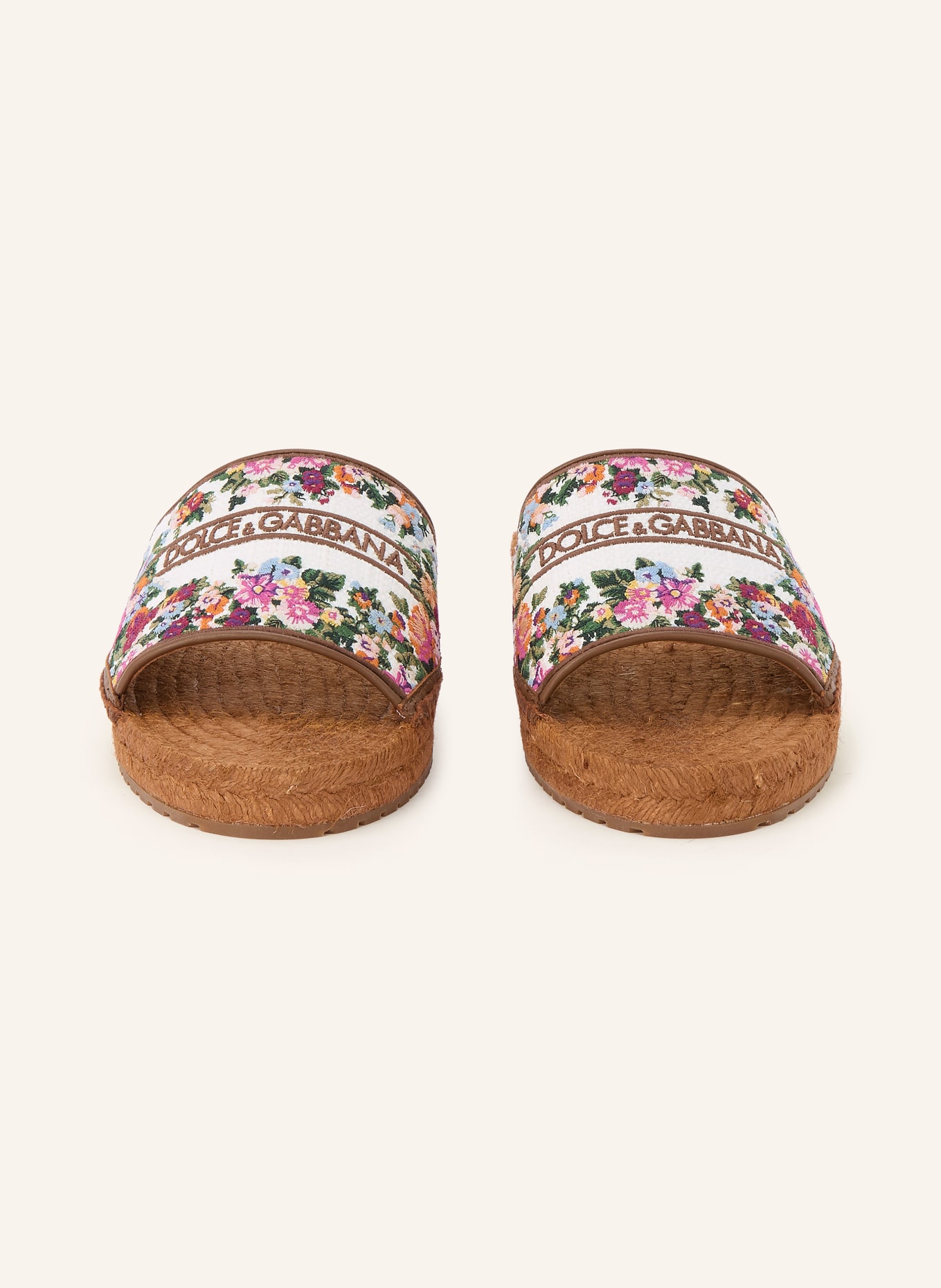 DOLCE & GABBANA Pantoletten: WEISS / PINK / GRÜN