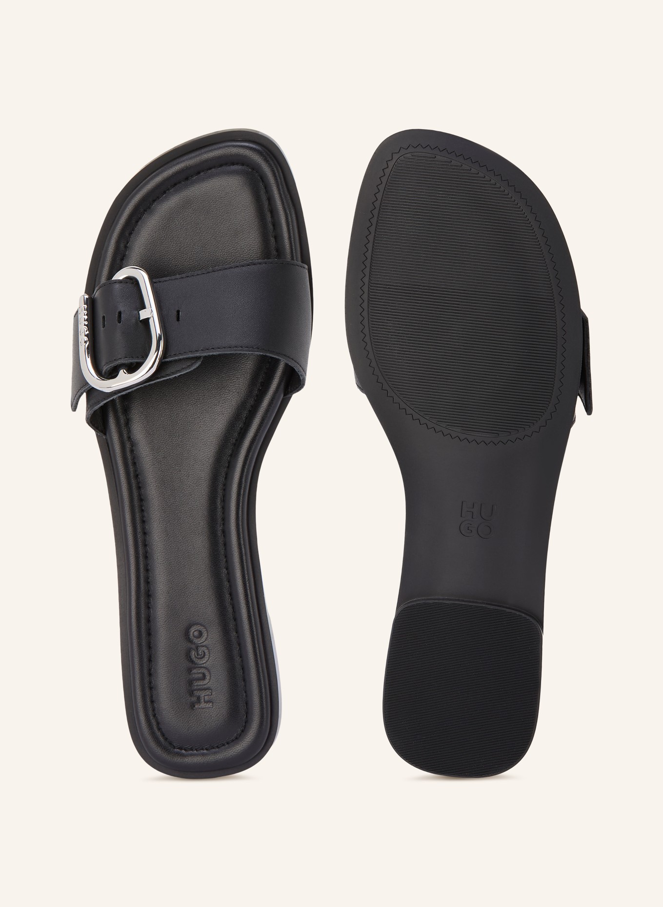 HUGO Pantoletten AMARYL: SCHWARZ / SILBER