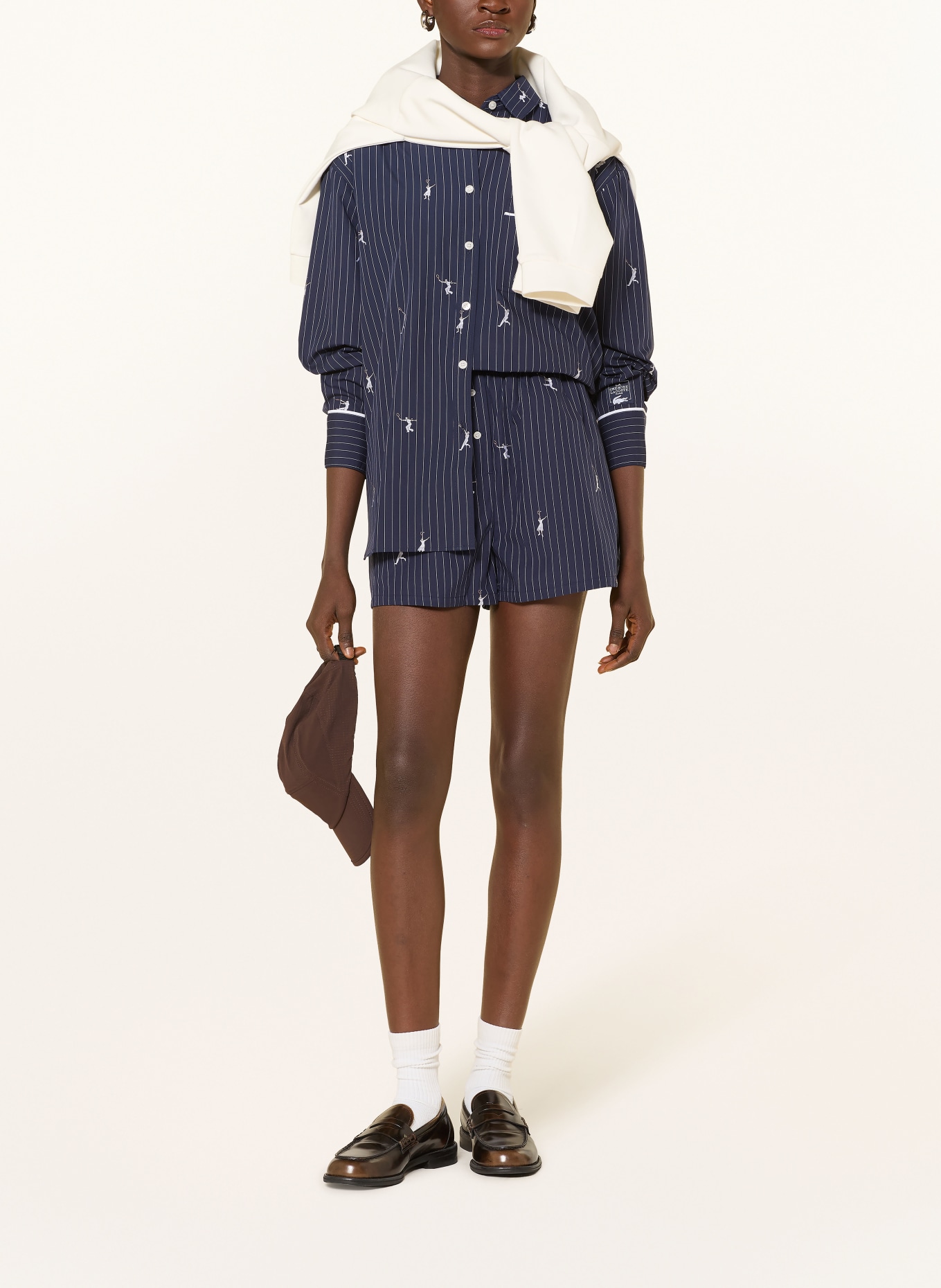 LACOSTE jacquard shorts: DARK BLUE / WHITE