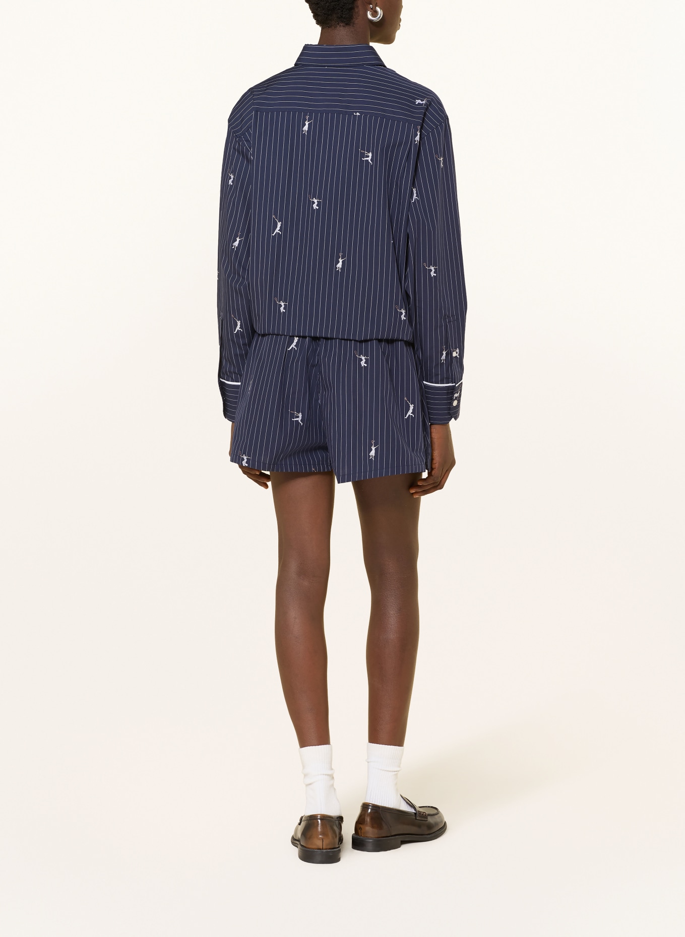 LACOSTE jacquard shorts: DARK BLUE / WHITE