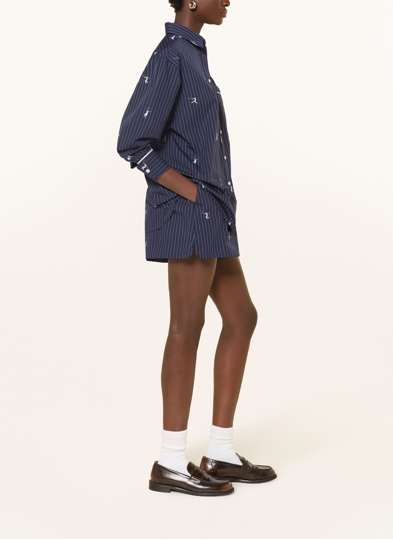 LACOSTE jacquard shorts: DARK BLUE / WHITE