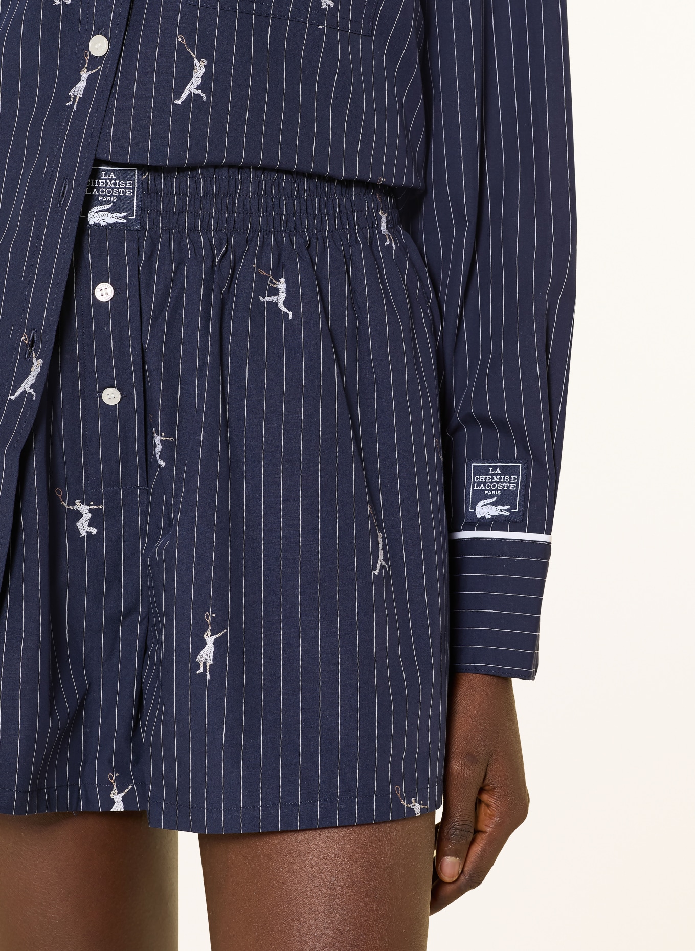 LACOSTE jacquard shorts: DARK BLUE / WHITE