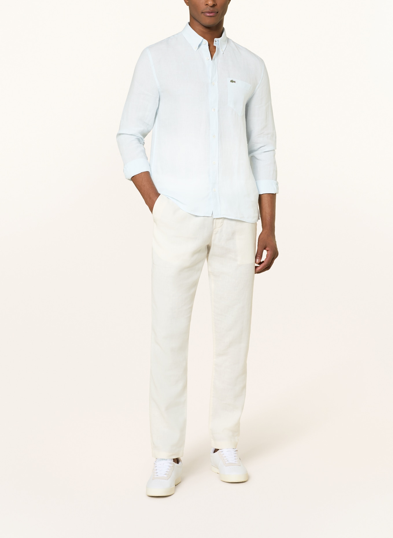 LACOSTE Chemise en lin coupe classique: BLEU CLAIR