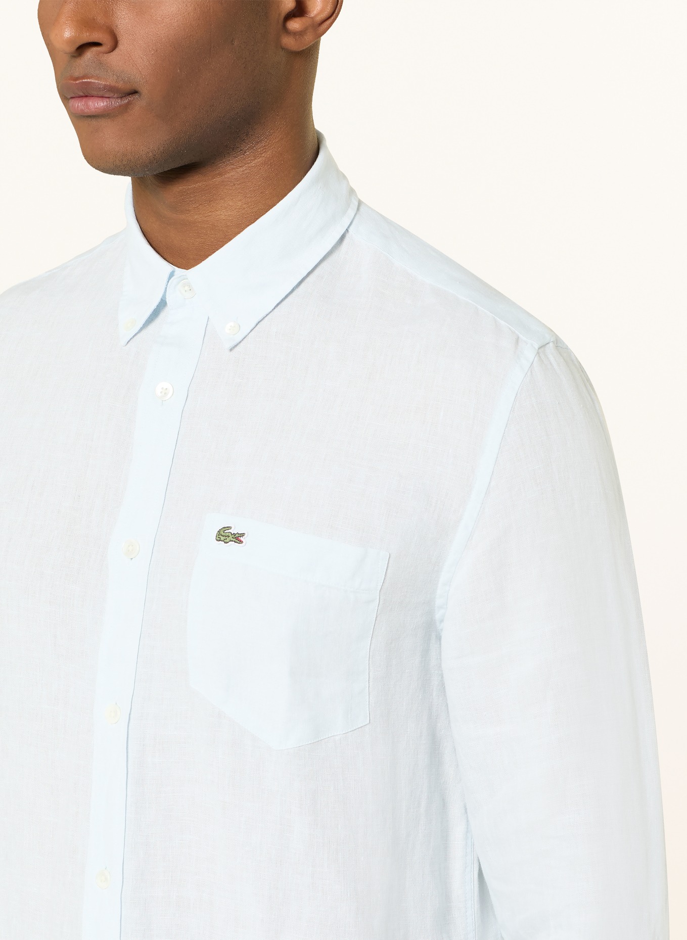 LACOSTE Chemise en lin coupe classique: BLEU CLAIR
