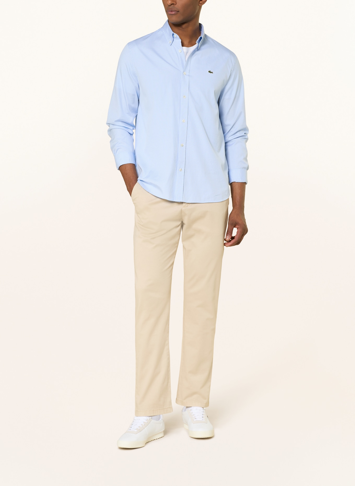 LACOSTE Hemd Regular Fit: HELLBLAU / WEISS