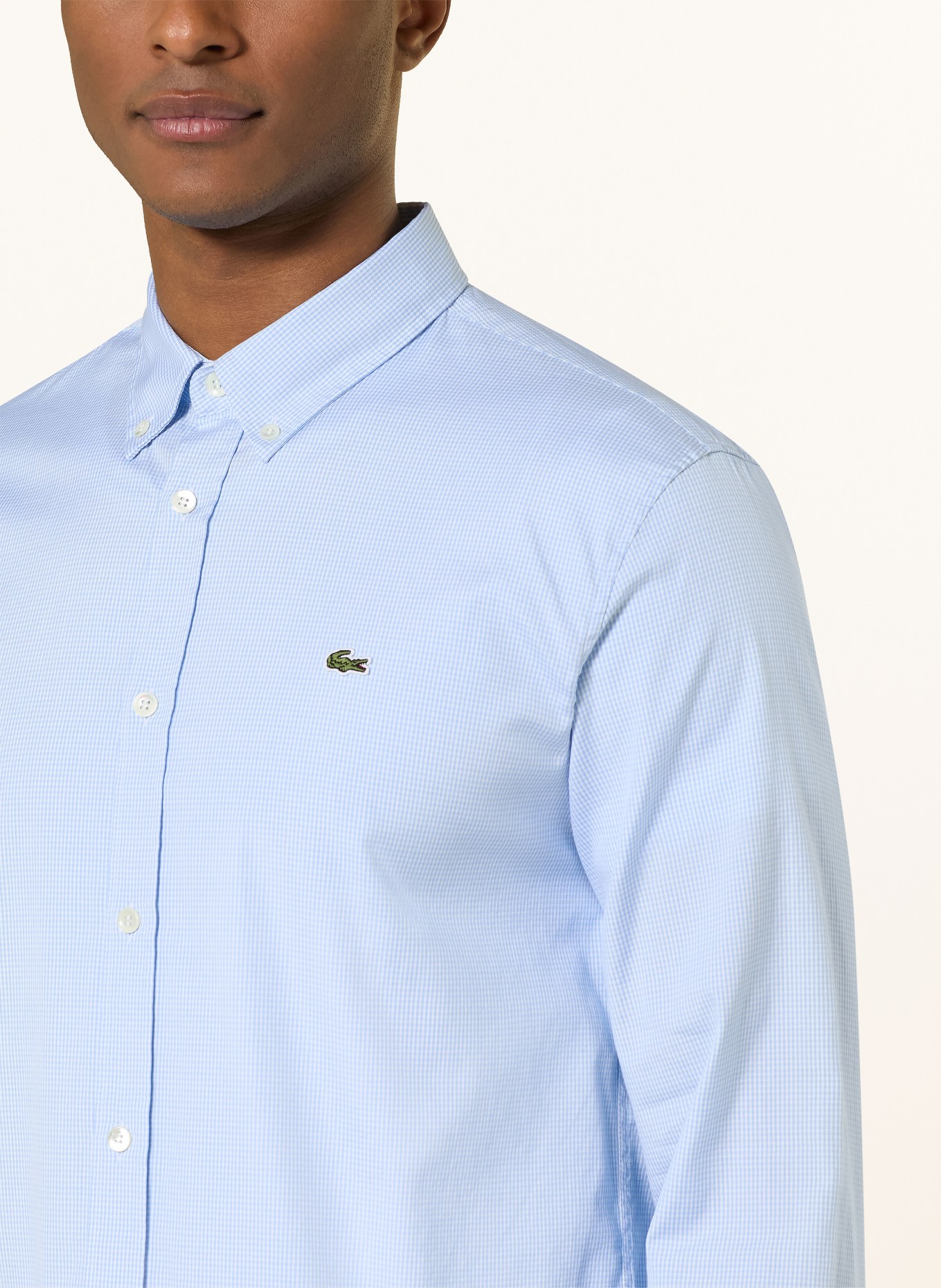 LACOSTE Hemd Regular Fit: HELLBLAU / WEISS