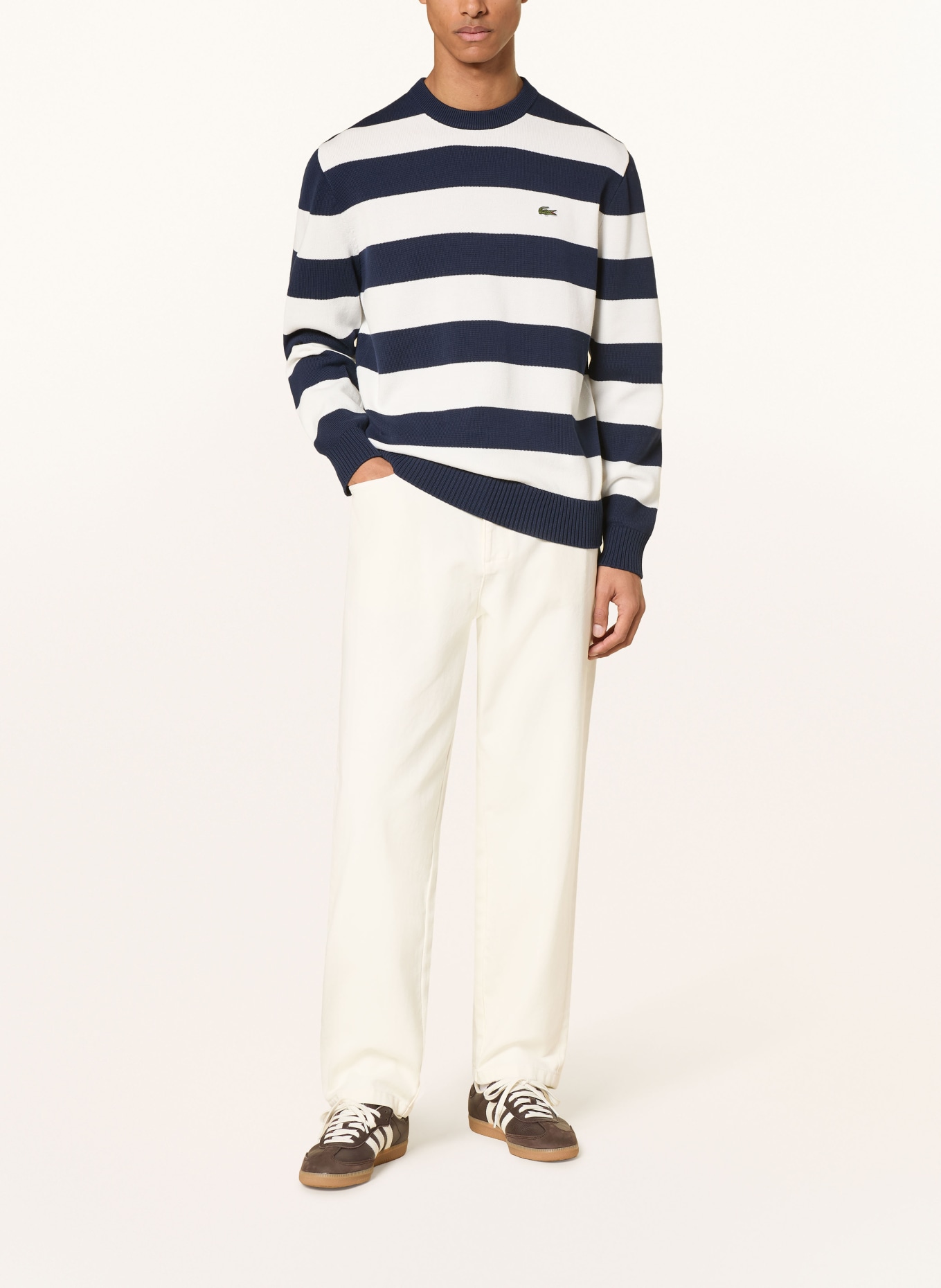 LACOSTE Pullover: DUNKELBLAU / WEISS