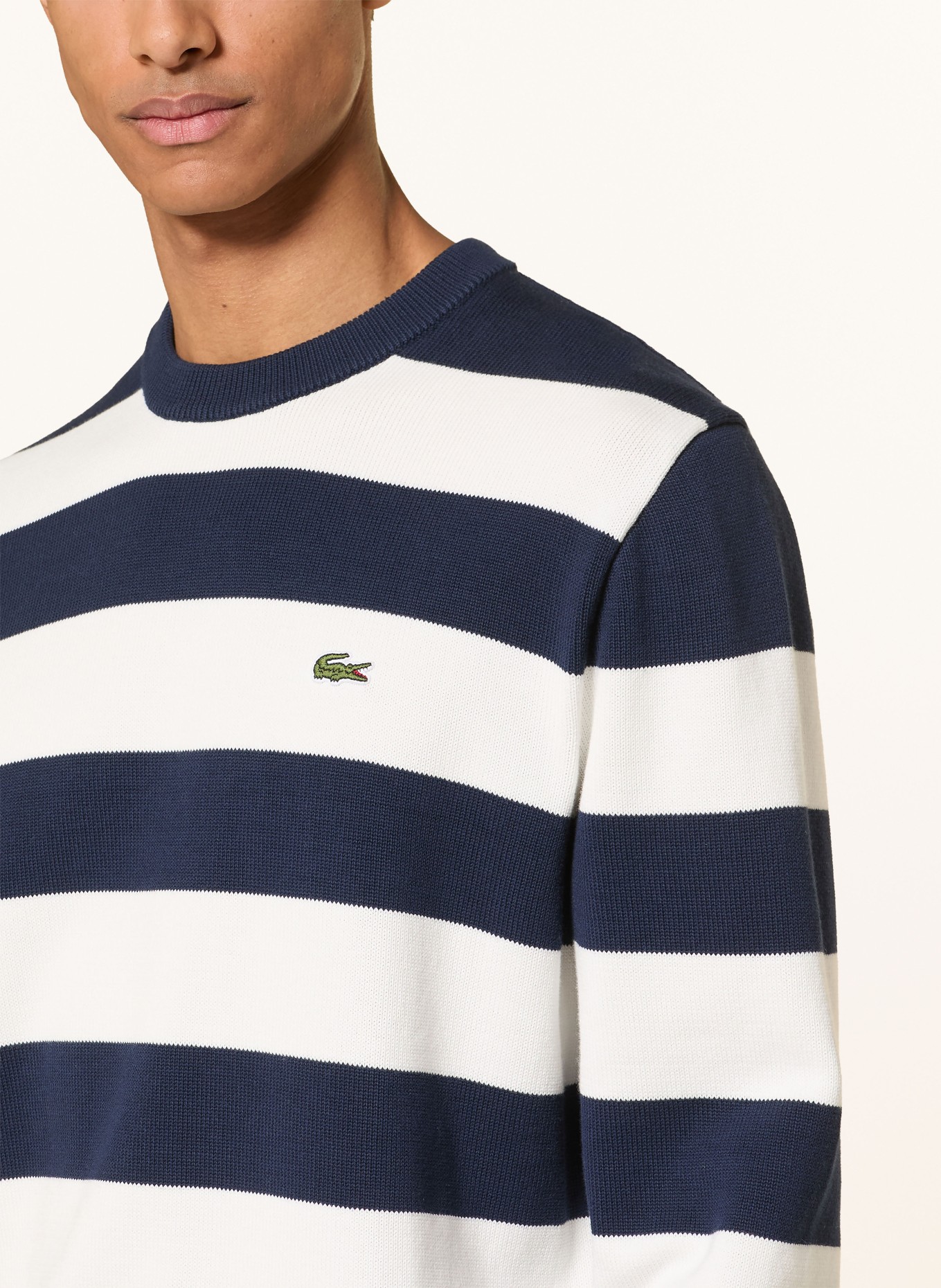 LACOSTE Pullover: DUNKELBLAU / WEISS