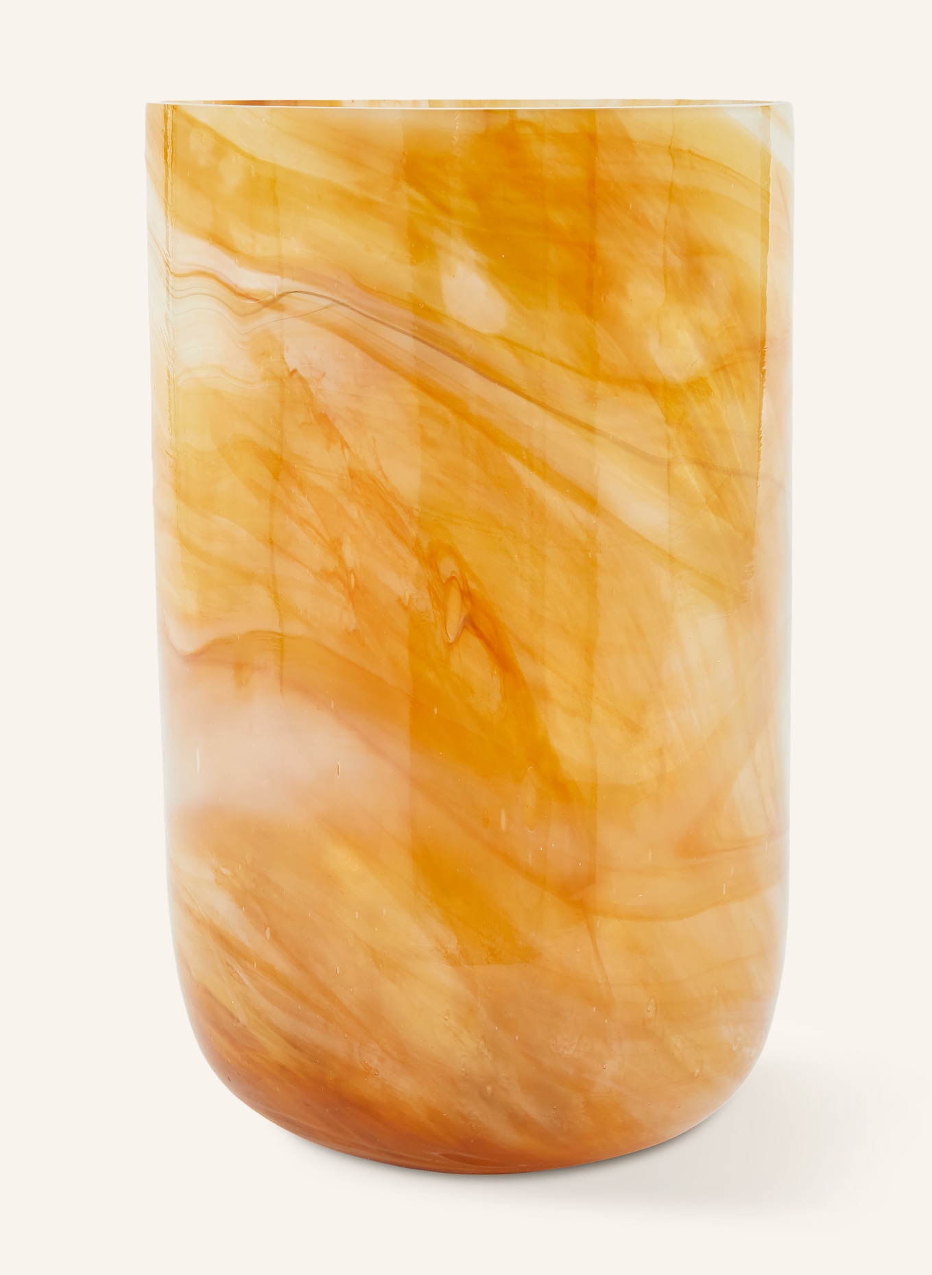 POLSPOTTEN Vase MARBLED GLASS MEDIUM: GELB / DUNKELORANGE / DUNKELGELB