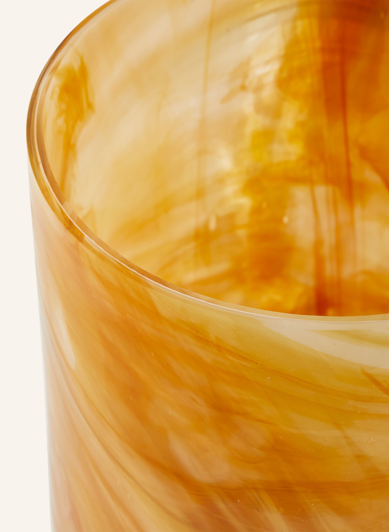POLSPOTTEN Vase MARBLED GLASS MEDIUM: GELB / DUNKELORANGE / DUNKELGELB