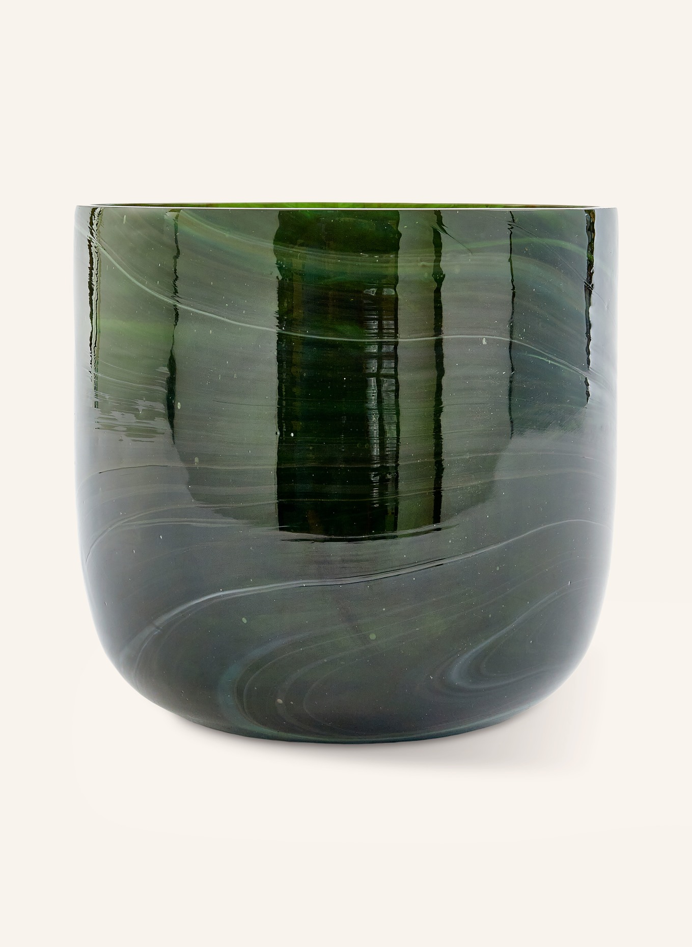 POLSPOTTEN Vaas MARBLED GLASS SMALL: GROEN / CRÈME / DONKERGROEN