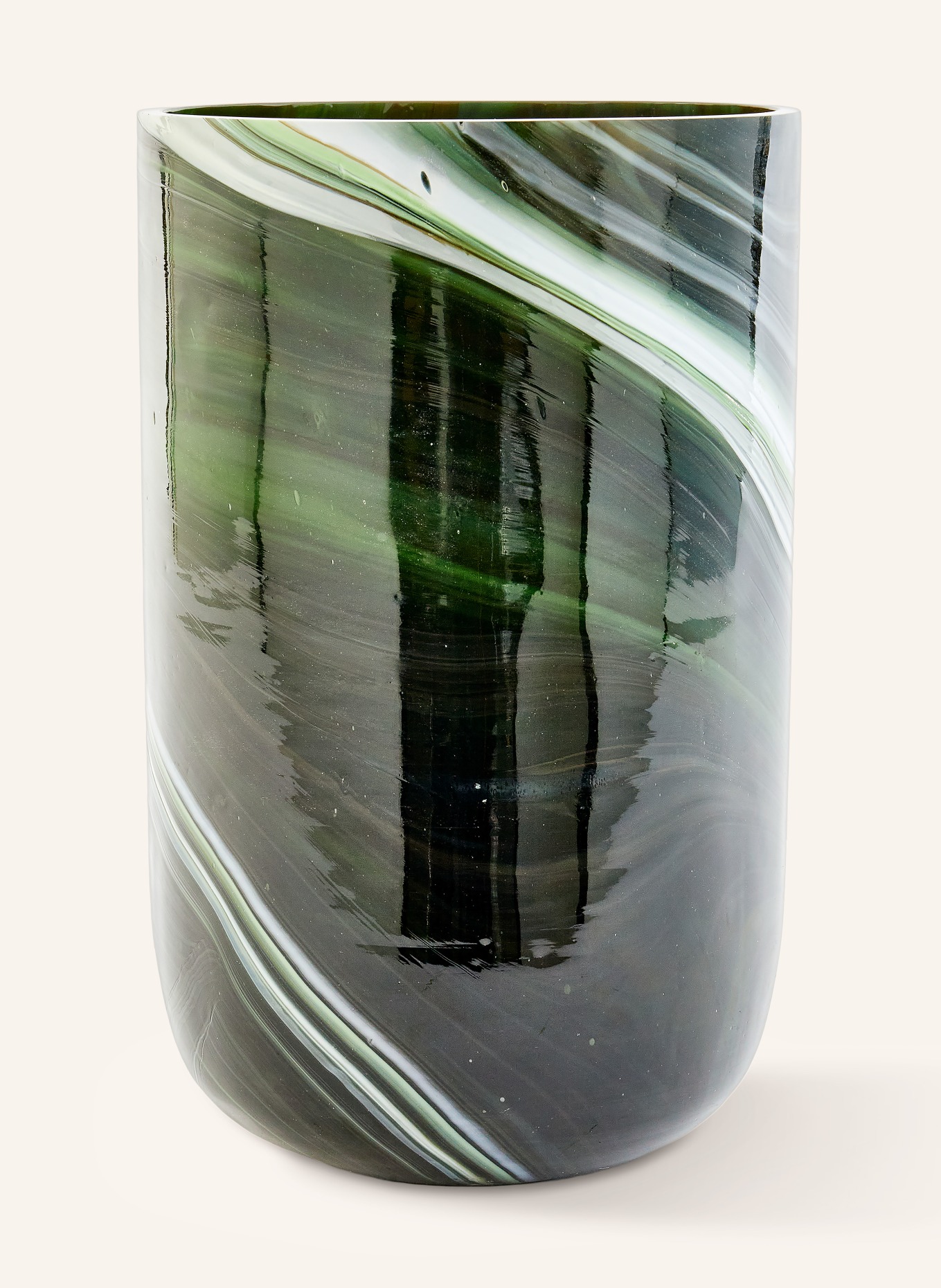 POLSPOTTEN Vaas MARBLED GLASS MEDIUM: DONKERGROEN / CRÈME / GROEN