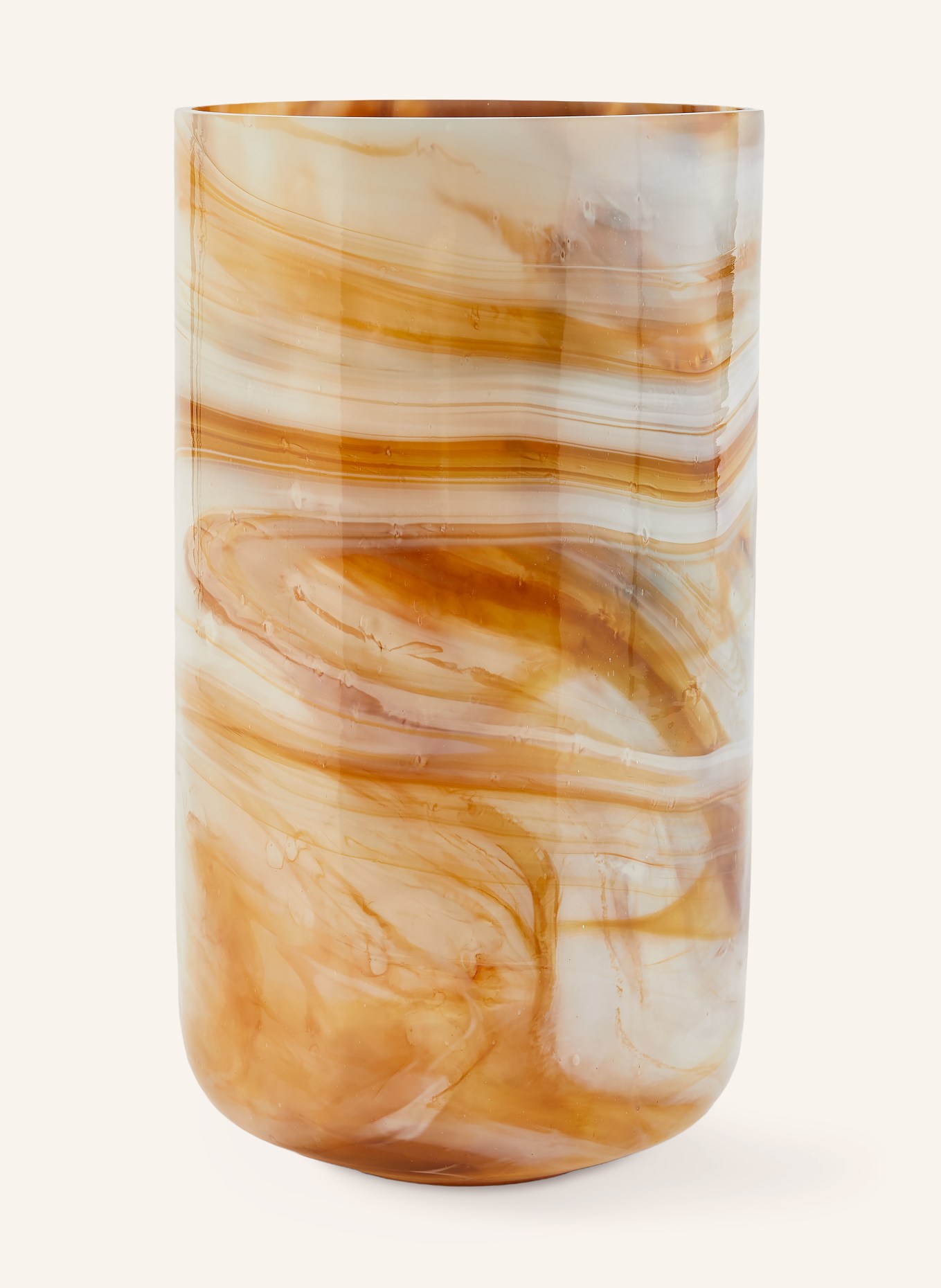 POLSPOTTEN Vaas MARBLED GLASS LARGE: CRÈME / LICHTORANJE / DONKERORANJE