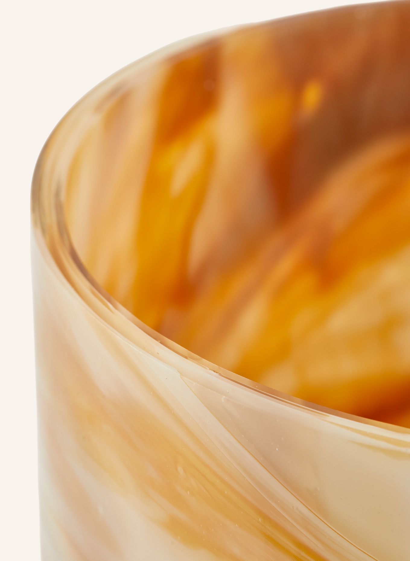 POLSPOTTEN Vaas MARBLED GLASS LARGE: CRÈME / LICHTORANJE / DONKERORANJE