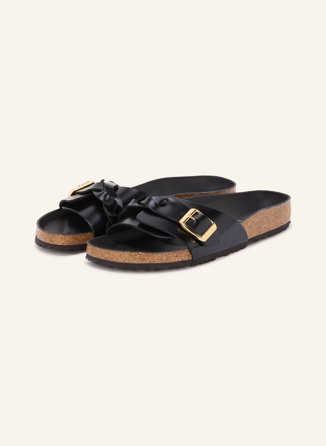 BIRKENSTOCK Pantoletten OITA BRAIDED: SCHWARZ / GOLD
