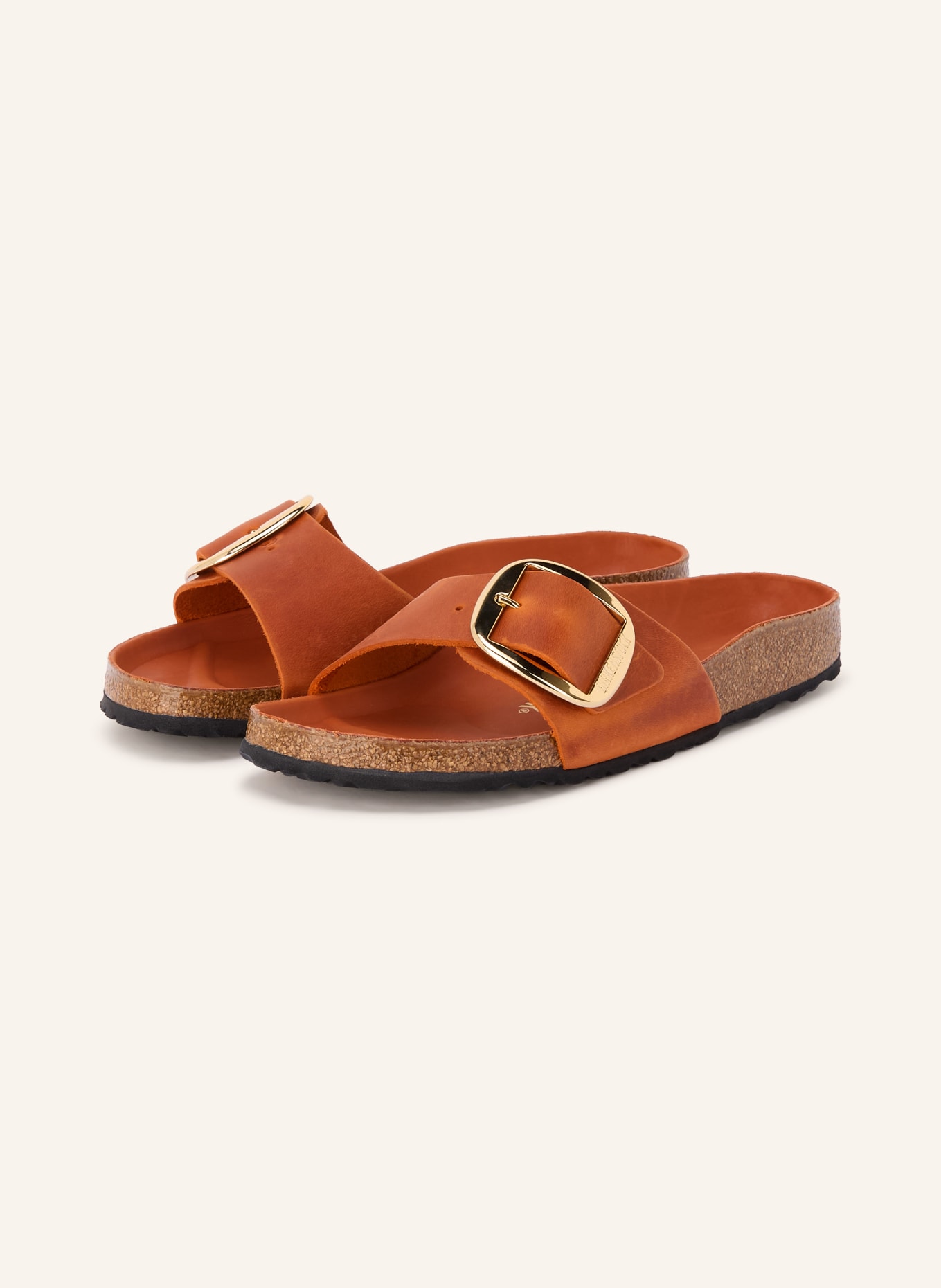 BIRKENSTOCK MADRID BIG BUCKLE Mules: DARK ORANGE / GOLD