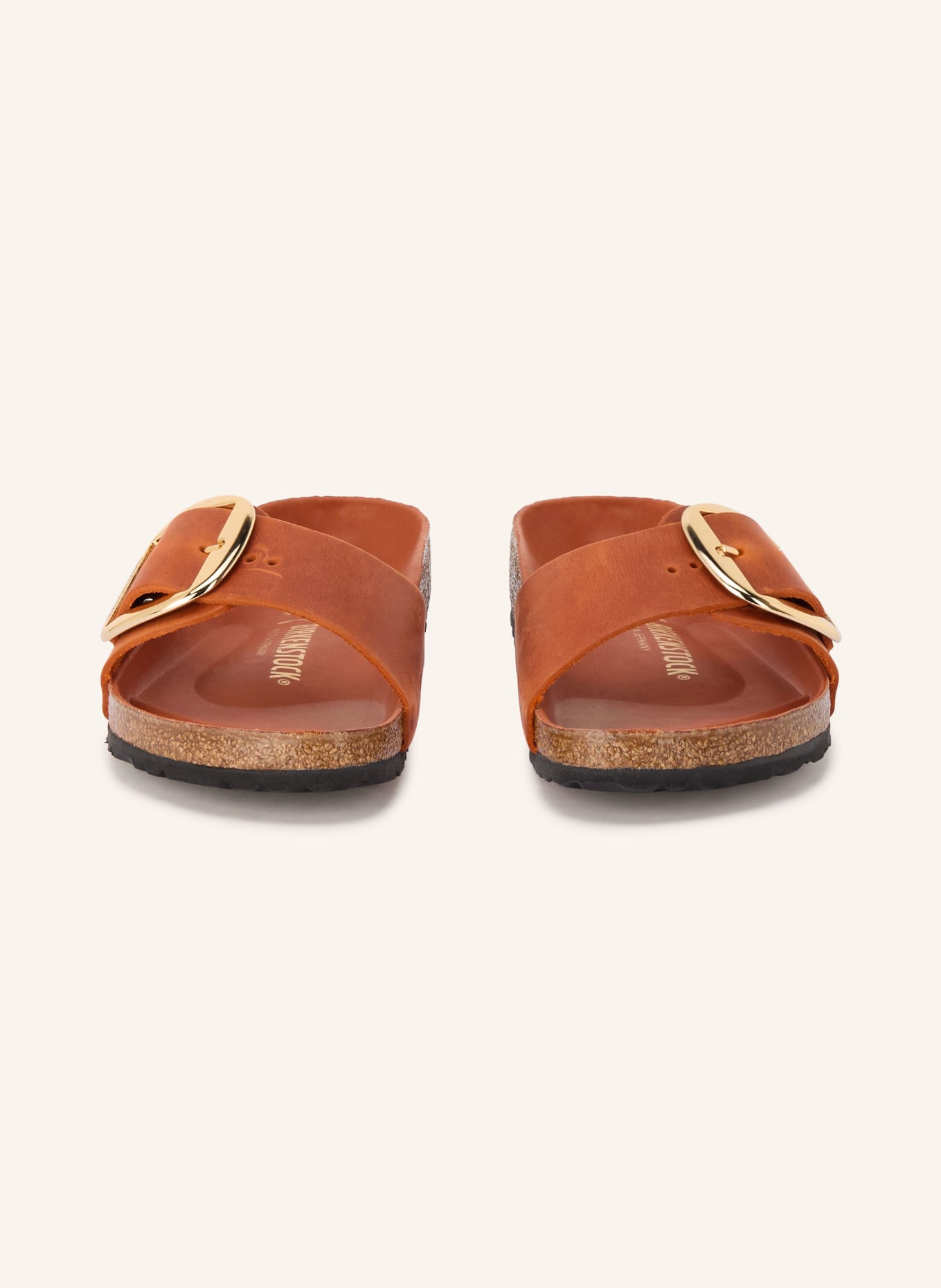 BIRKENSTOCK MADRID BIG BUCKLE Mules: DARK ORANGE / GOLD