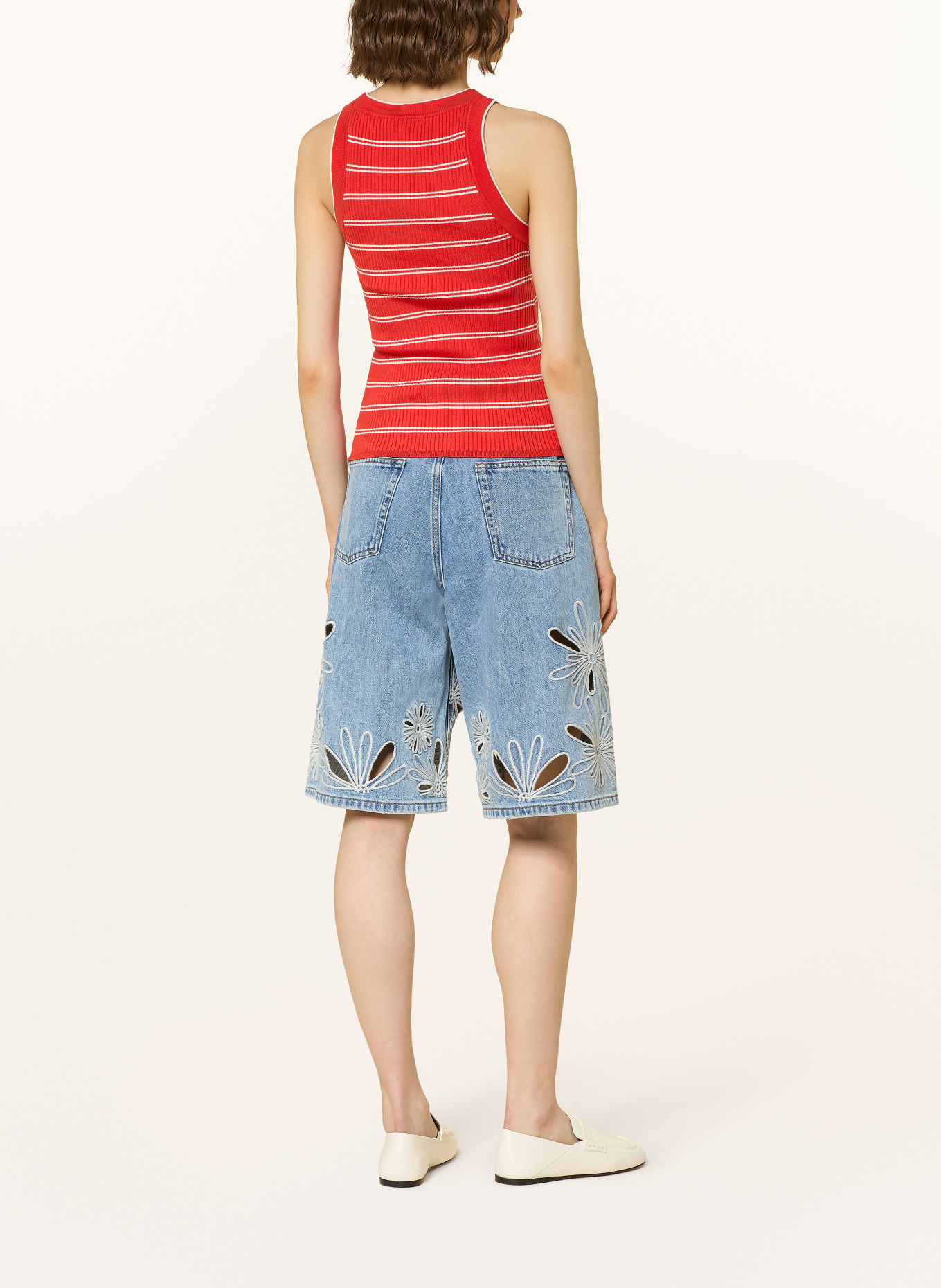 SANDRO Stricktop: ROT / WEISS