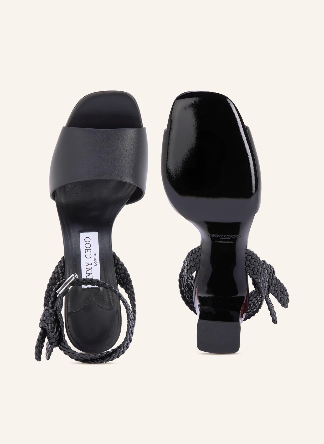 JIMMY CHOO RORI 85 sandals: BLACK / DARK RED