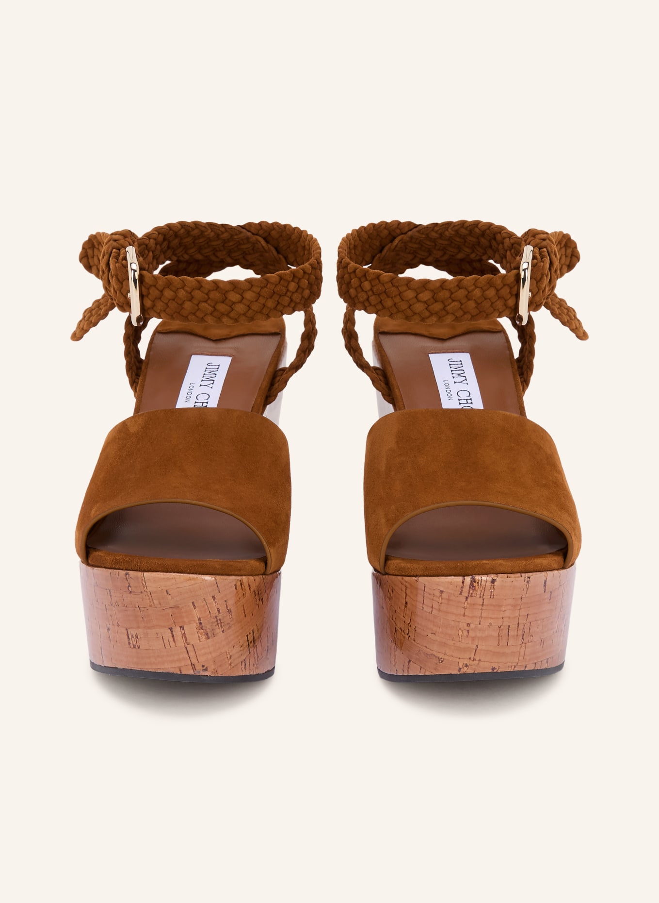 JIMMY CHOO Plateau wedges JORI 100: COGNAC