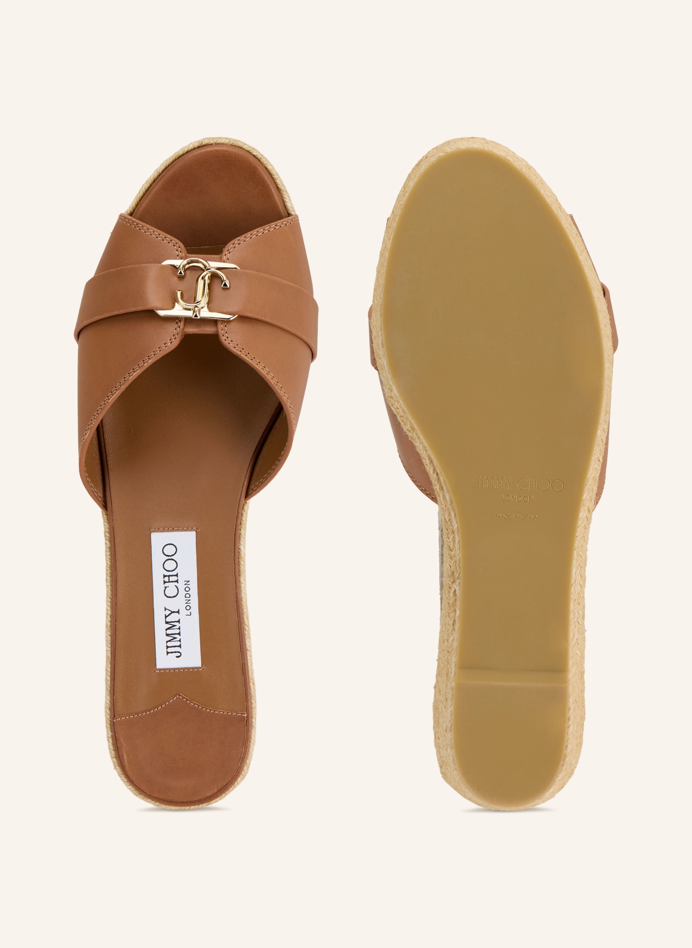 JIMMY CHOO Schoenen met sleehak LEDA 50: COGNAC / GOUD