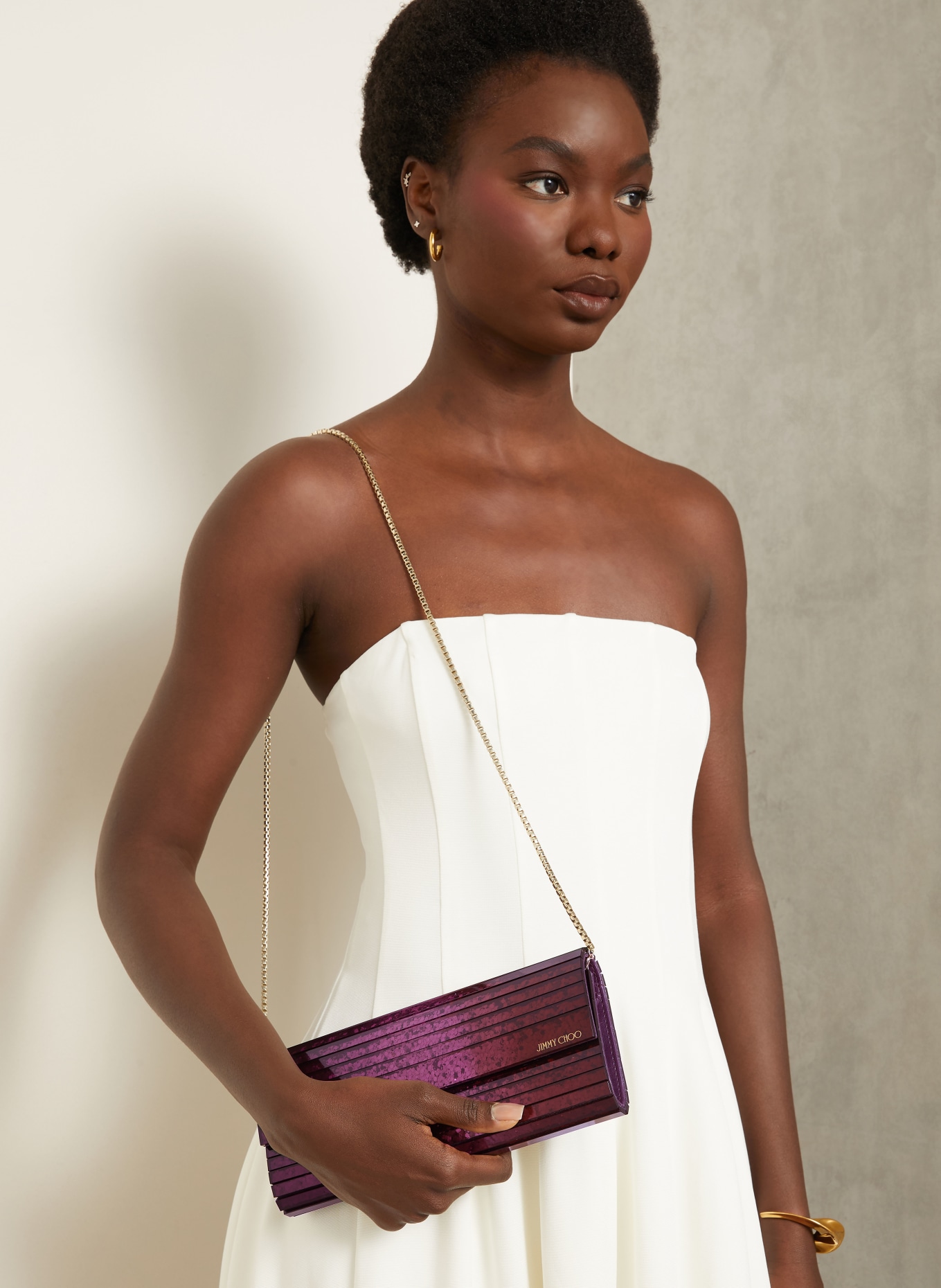 JIMMY CHOO Clutch SWEETIE: DUNKELROT / SILBER