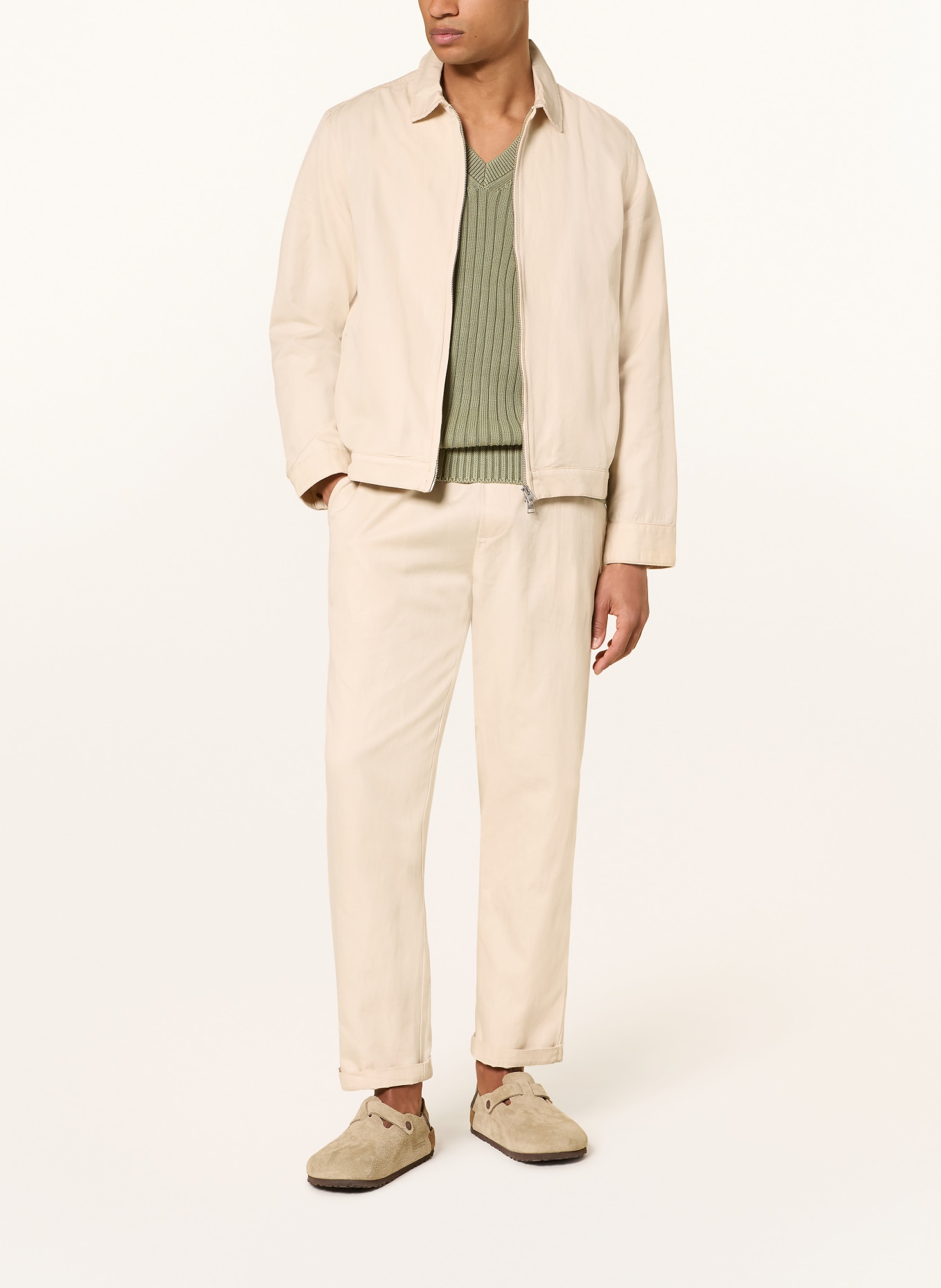 NOWADAYS Hose im Jogging-Stil Regular Fit mit Leinen: BEIGE