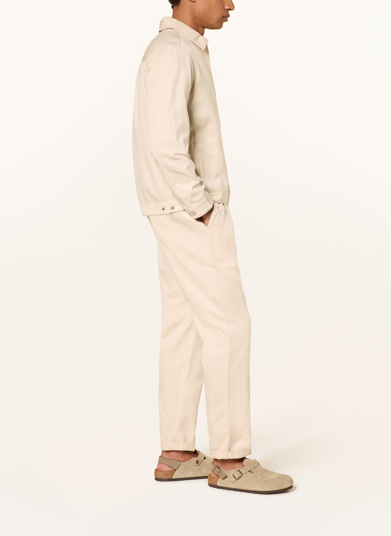 NOWADAYS Hose im Jogging-Stil Regular Fit mit Leinen: BEIGE